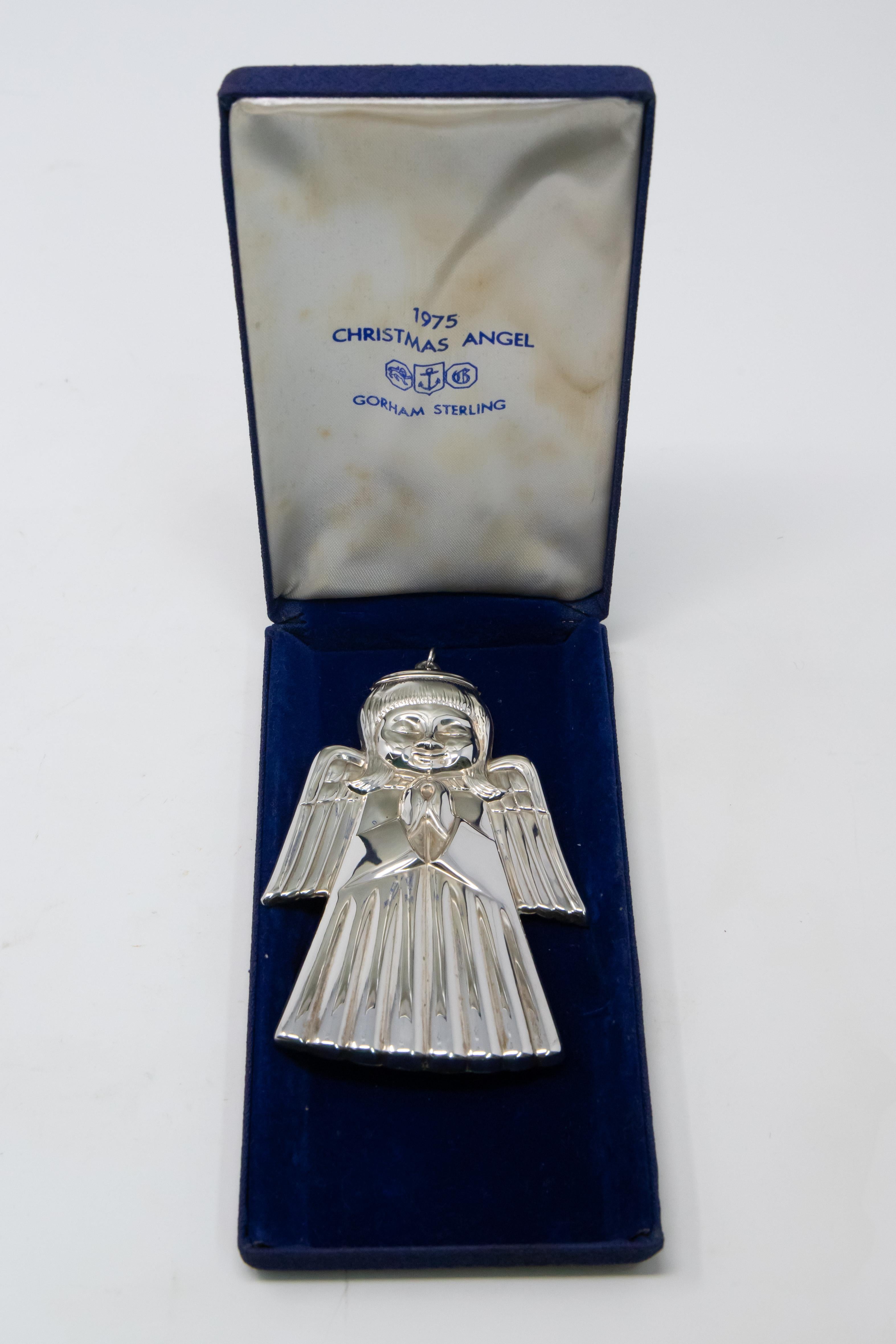 Offering this Limited Edition 1975 Gorham sterling silver Angel ornament. She comes with original box. The beautiful simple lines make her classic. The back is inscribed with Gorham Sterling, Limited Edition, 549 of 9800.