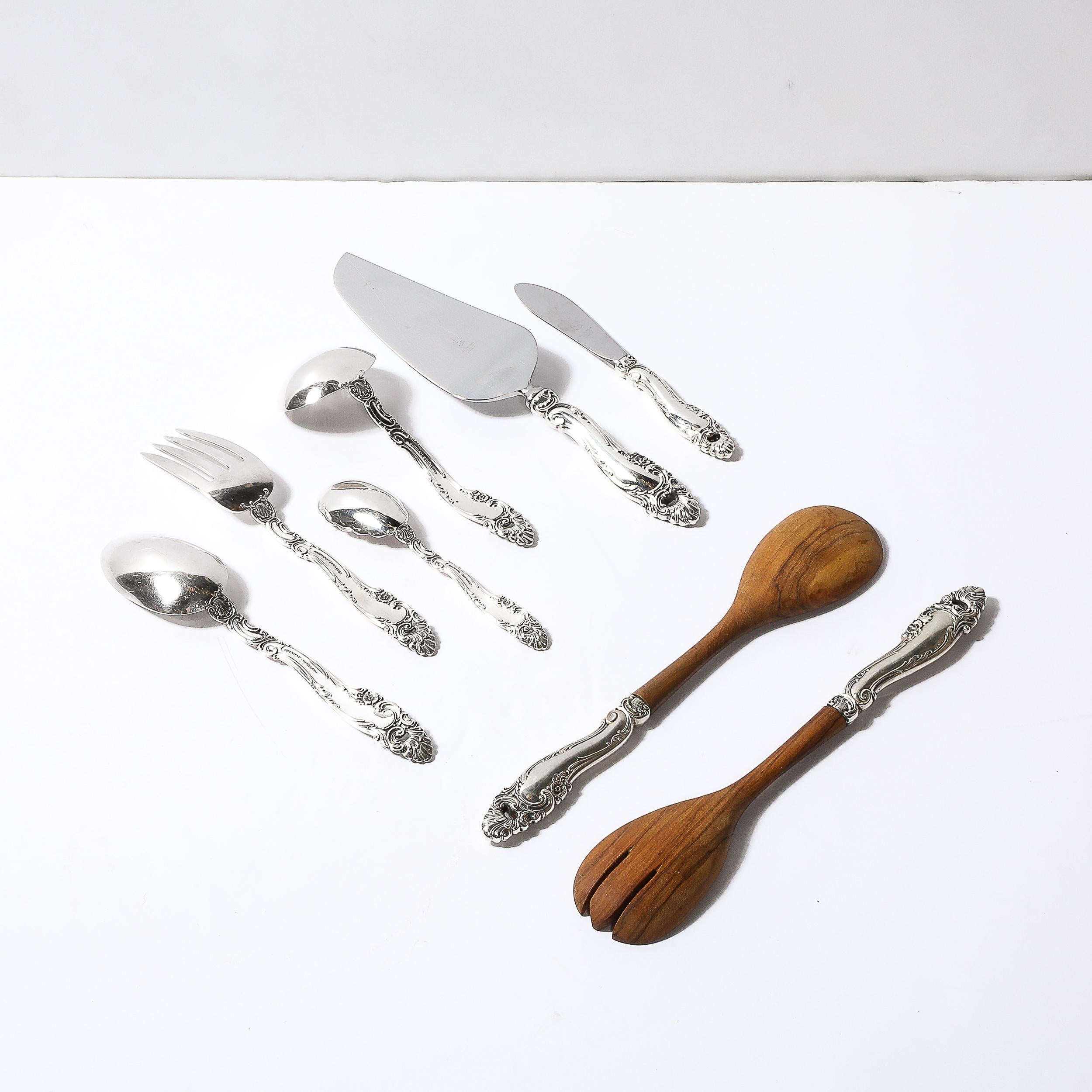 Gorham Sterling Decor Pattern Flatware Service for 12 With Serving Pieces 4