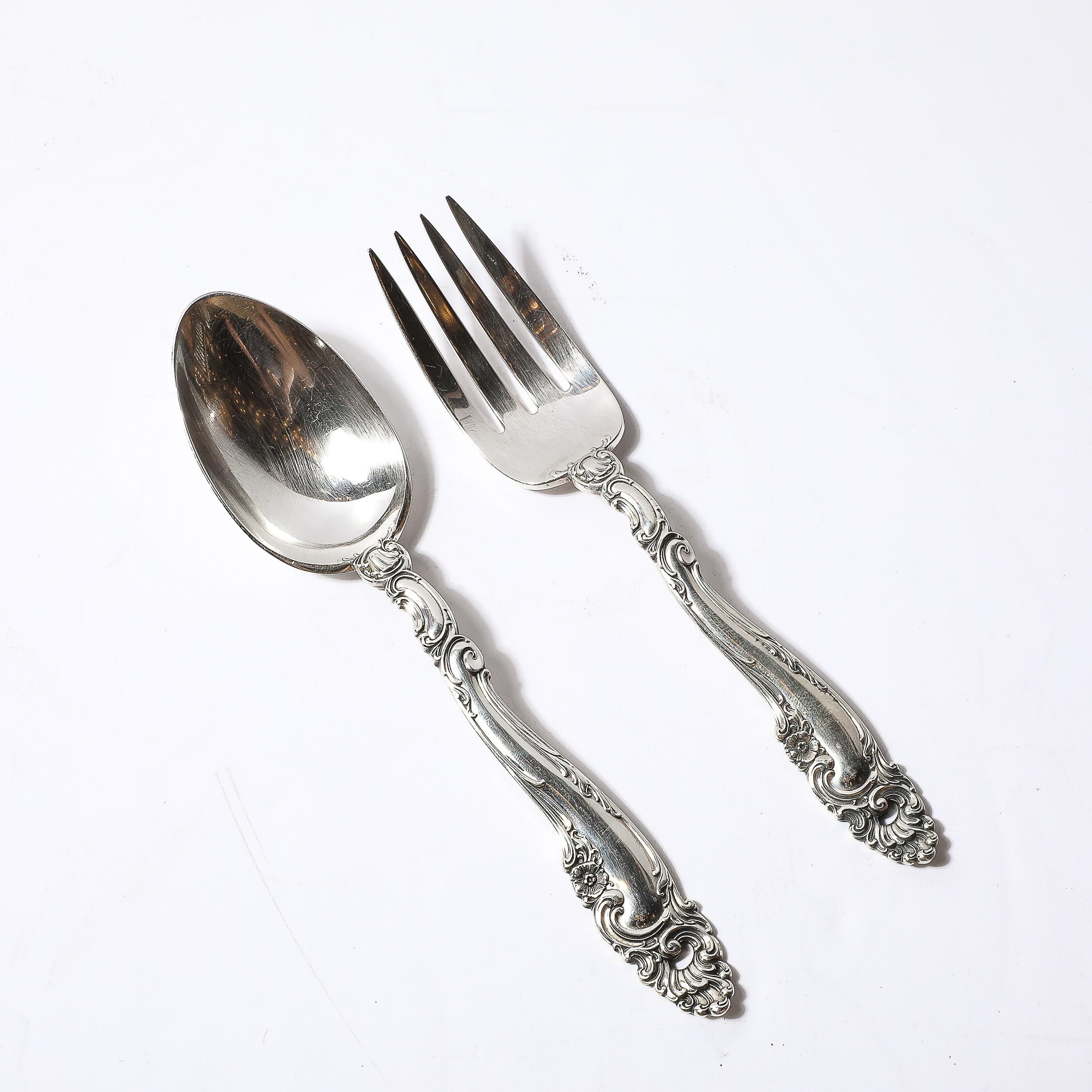 Sterling Silver Gorham Sterling Decor Pattern Flatware Service for 12 With Serving Pieces