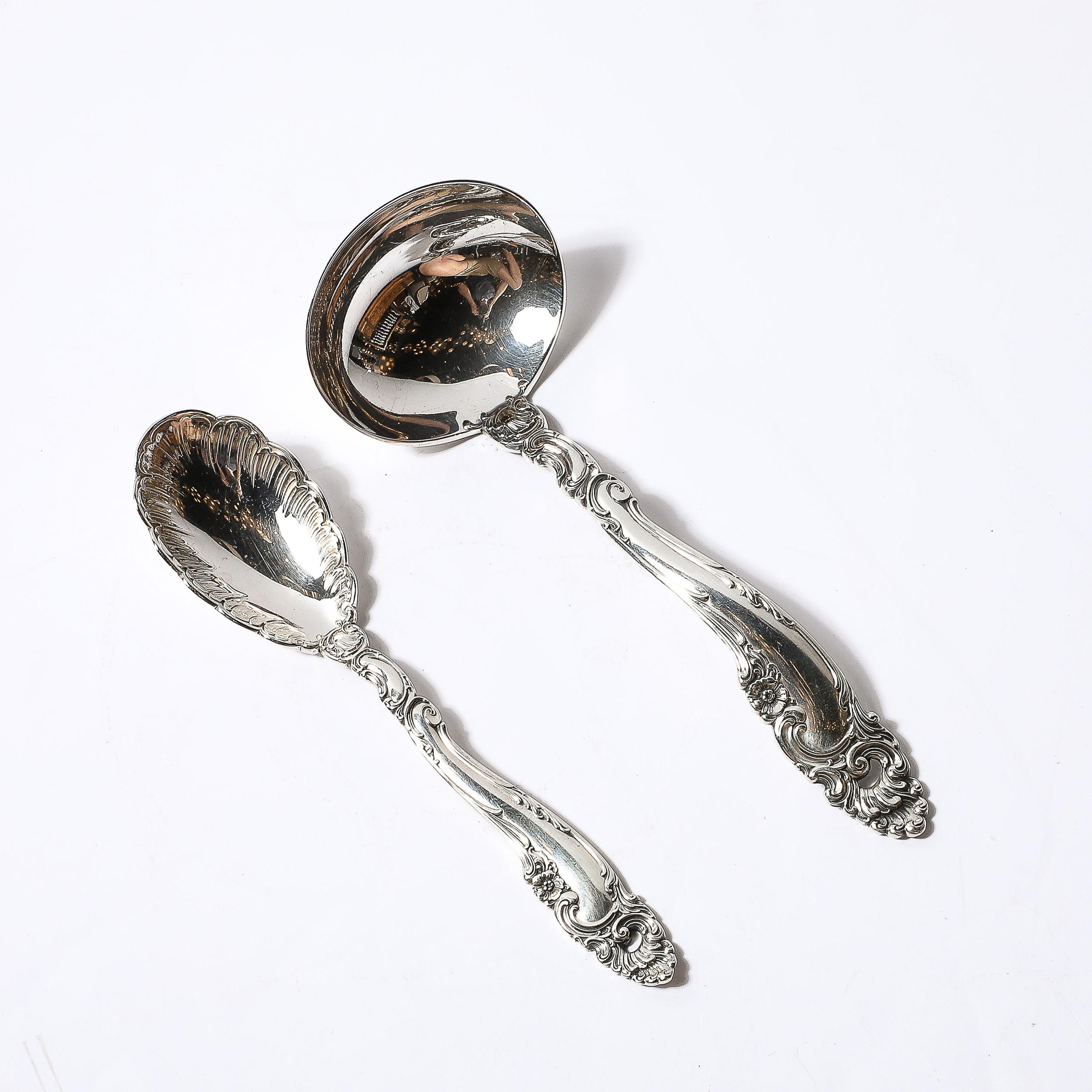 Gorham Sterling Decor Pattern Flatware Service for 12 With Serving Pieces 1