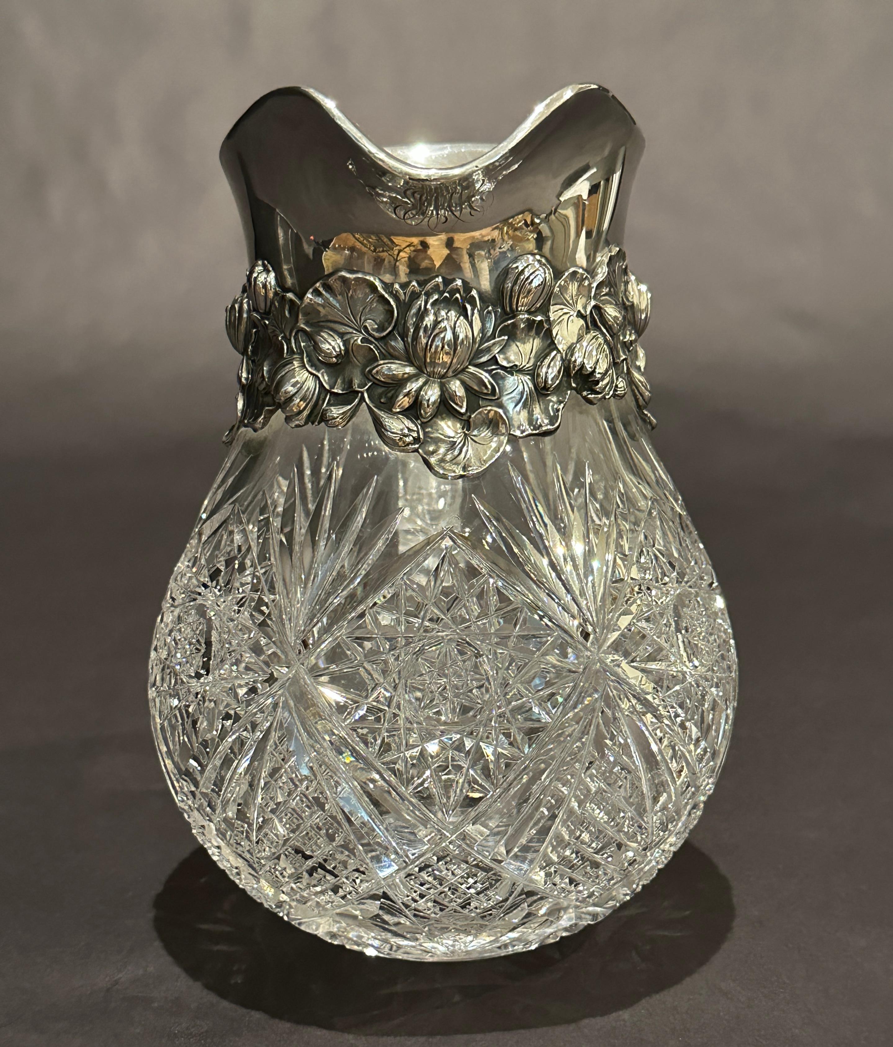 Gorham Sterling Mounted ABP Cut Glass Pitcher In Good Condition For Sale In Norwood, NJ