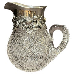 Retro Gorham Sterling Mounted ABP Cut Glass Pitcher