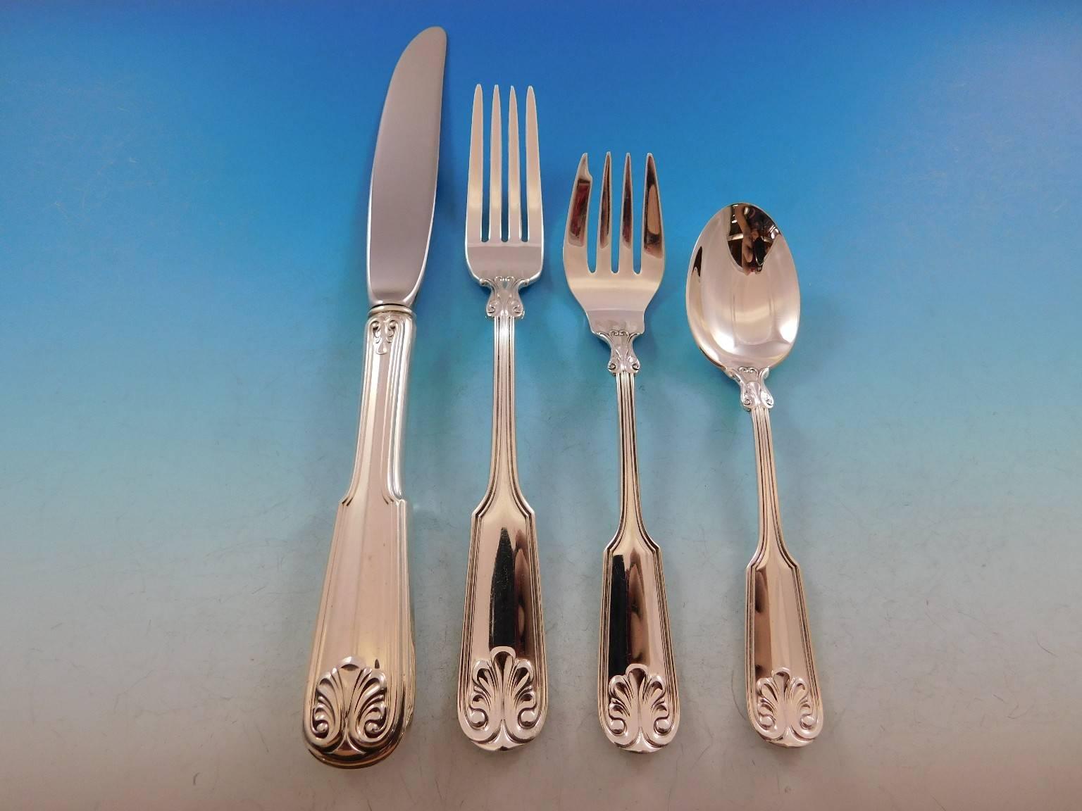 Gorham Sterling Shell AKA Hampton Sterling Silver Flatware Set Service 64 Pieces In Excellent Condition In Big Bend, WI