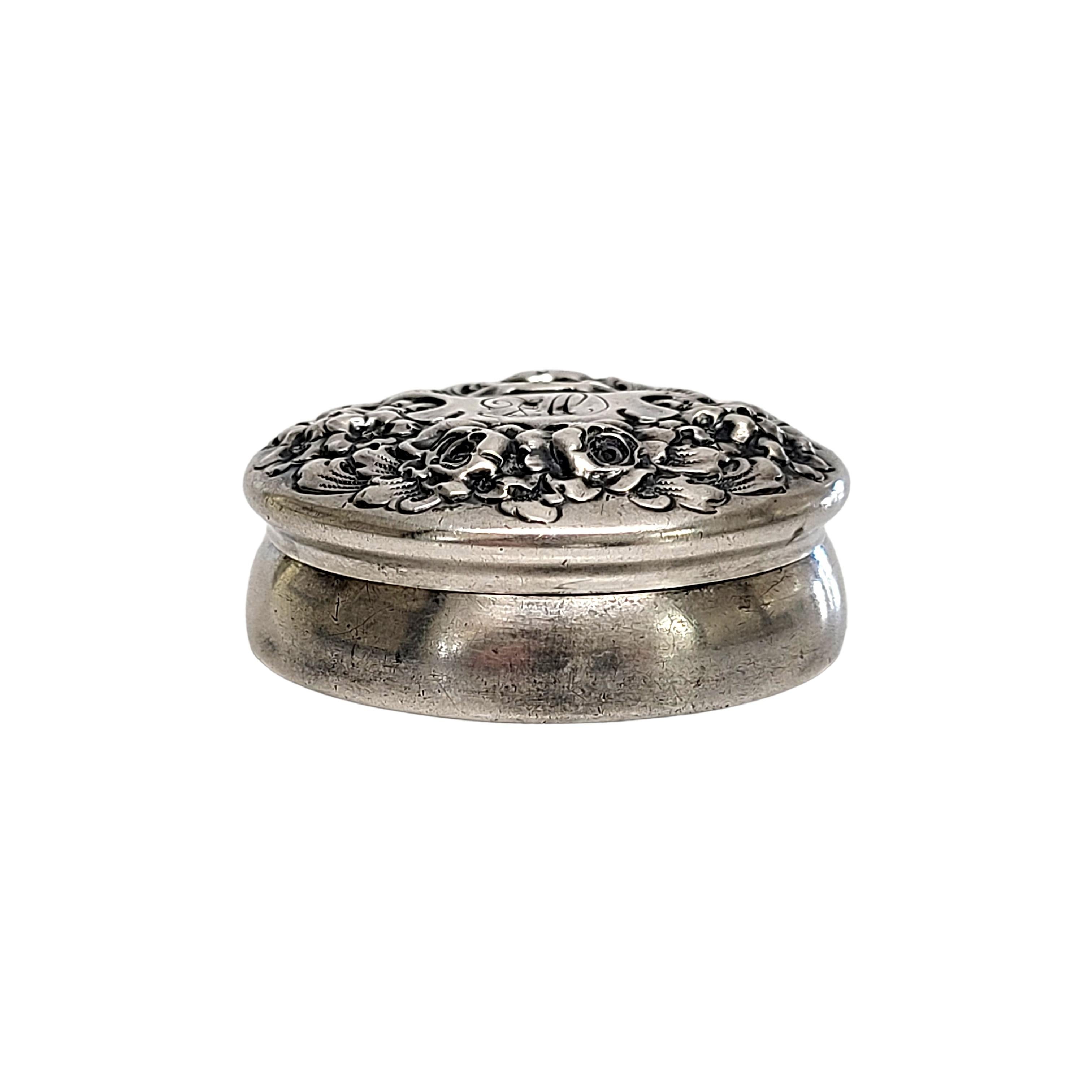 Runder Pillkasten aus Gorham Sterlingsilber 1428M mit Monogramm für Damen oder Herren