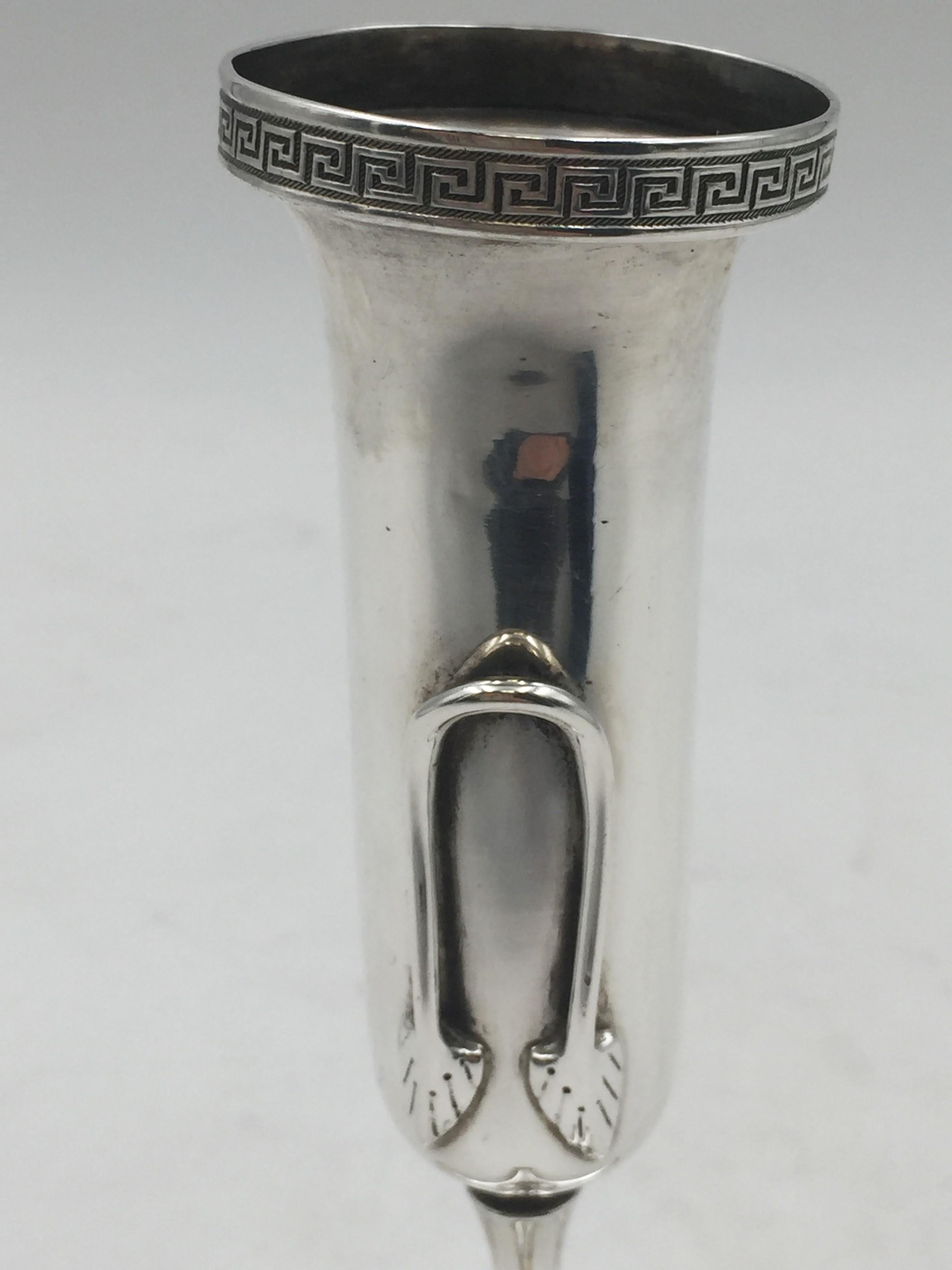 Appliqué Gorham Sterling Silver 1850s Bud Vase in Neoclassical Style