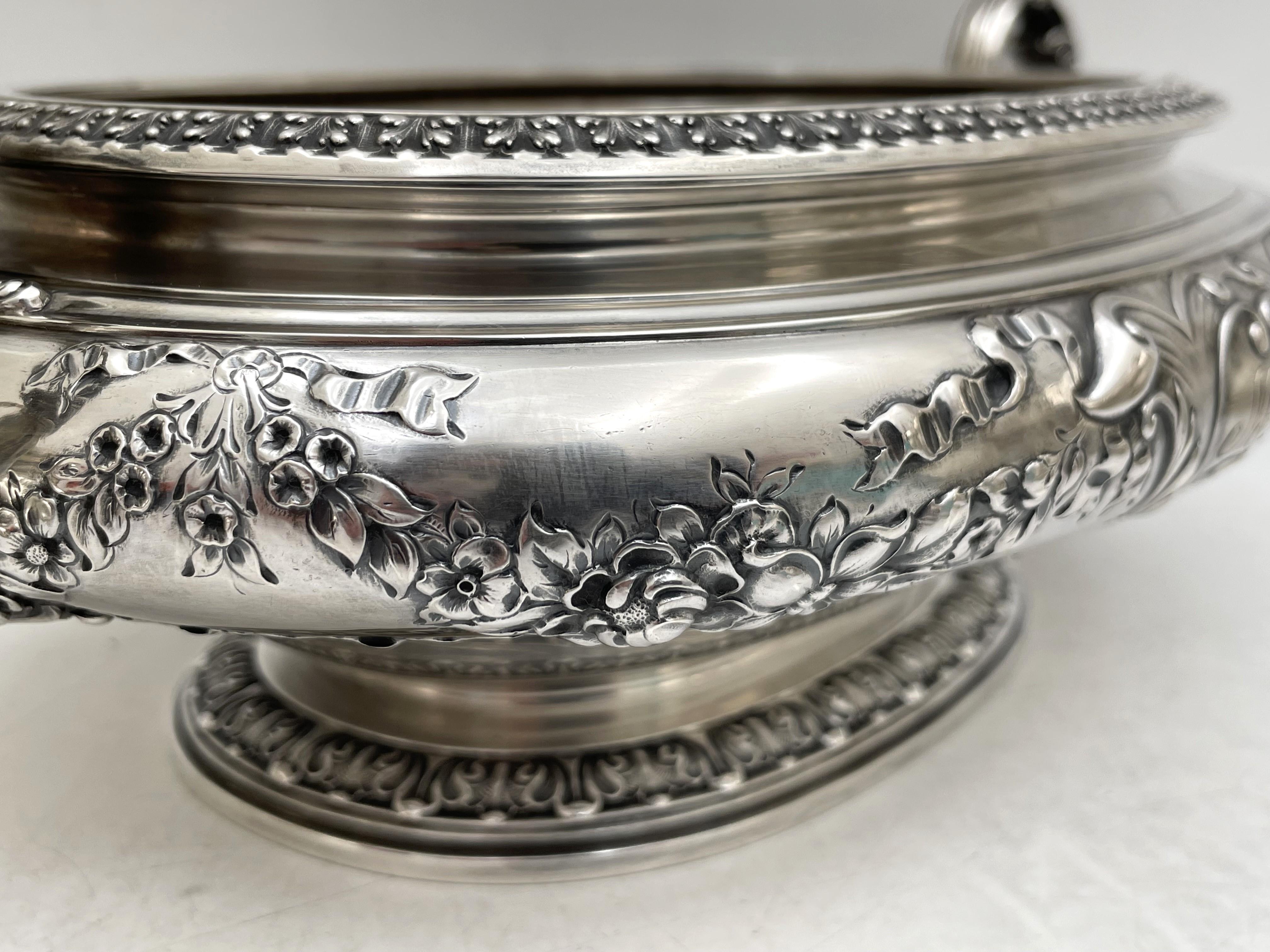 Gorham Sterling Silver 1898 Two-Handled Tureen/ Covered Bowl Art Nouveau Style For Sale 1