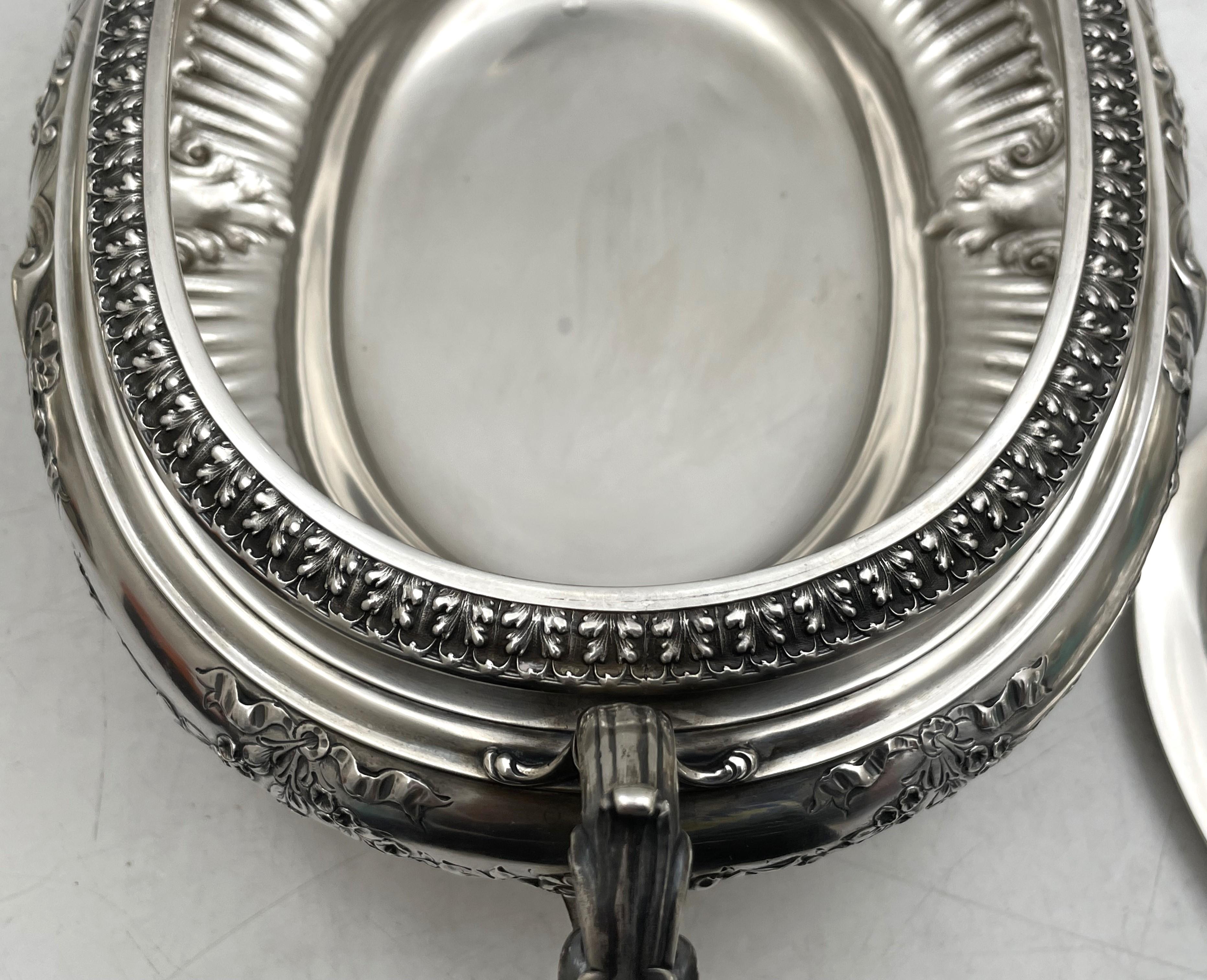 Gorham Sterling Silver 1898 Two-Handled Tureen/ Covered Bowl Art Nouveau Style For Sale 3