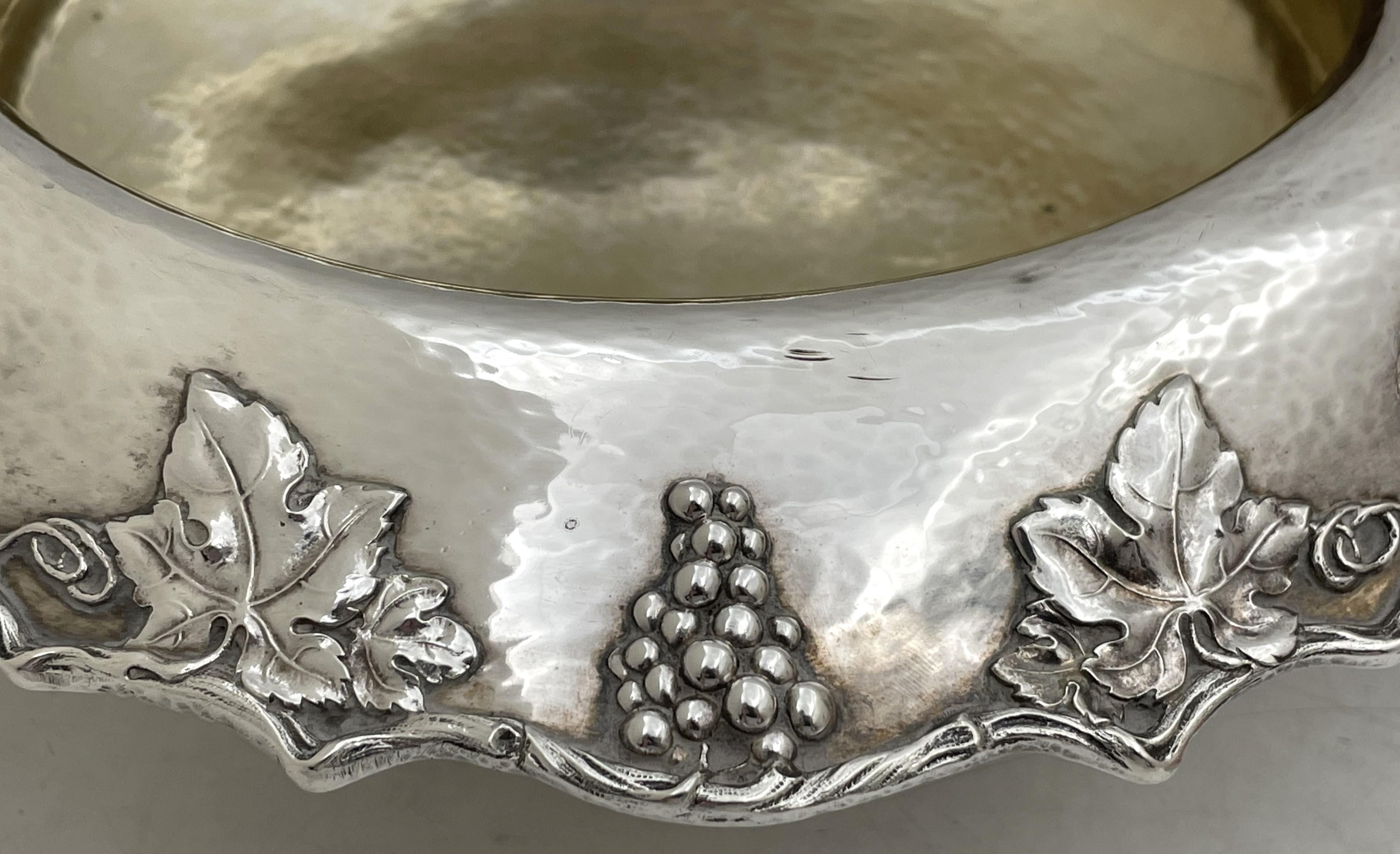 Gorham Sterling Silver 1912 Hammered Centerpiece Bowl & Underplate Art Nouveau In Good Condition For Sale In New York, NY