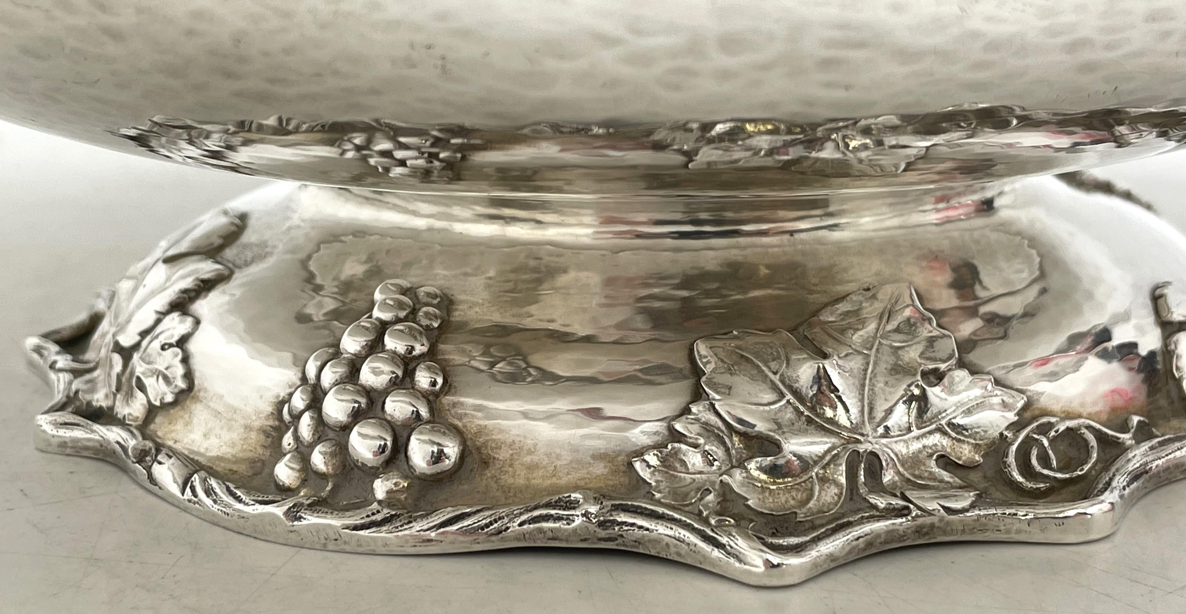 Gorham Sterling Silver 1912 Hammered Centerpiece Bowl & Underplate Art Nouveau For Sale 1