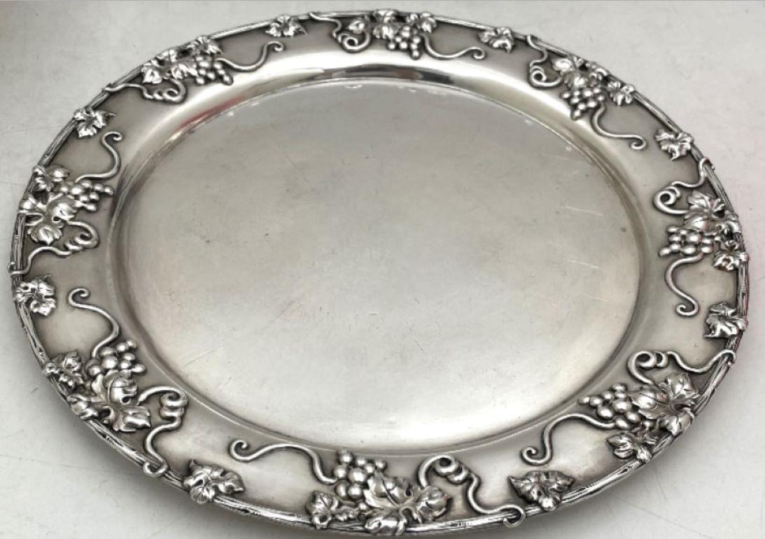 Gorham Sterling Silver 1912 Hammered Centerpiece Bowl & Underplate Art Nouveau For Sale 2