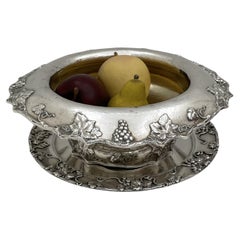 Antique Gorham Sterling Silver 1912 Hammered Centerpiece Bowl & Underplate Art Nouveau