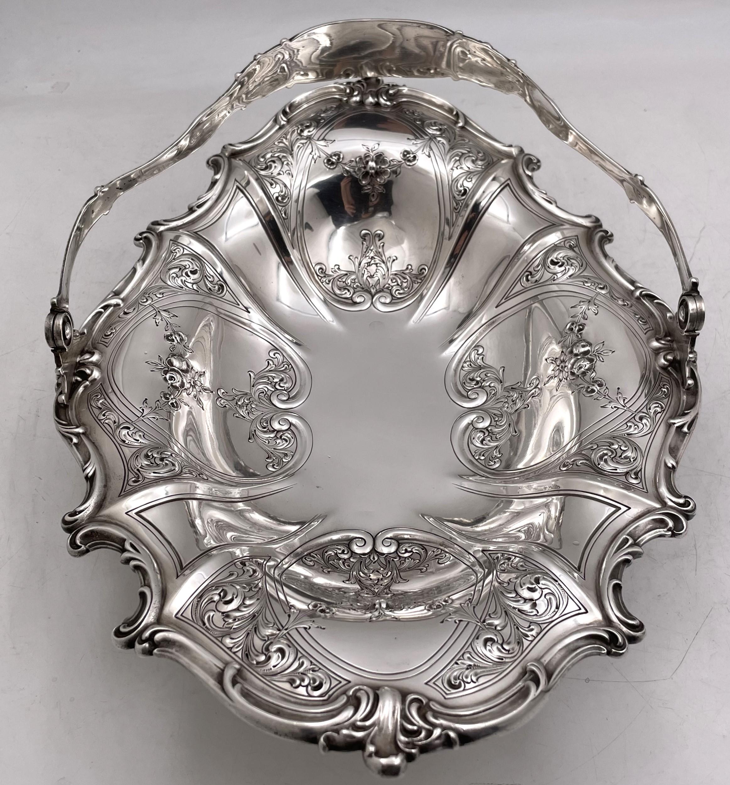 Cuenco cesta Gorham de plata de ley de 1916 de estilo Art Nouveau Estadounidense en venta