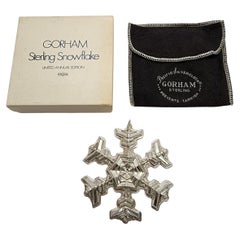 Ornement de flocons de neige Gorham en argent sterling, 1977, avec boîte et pochette n°15822