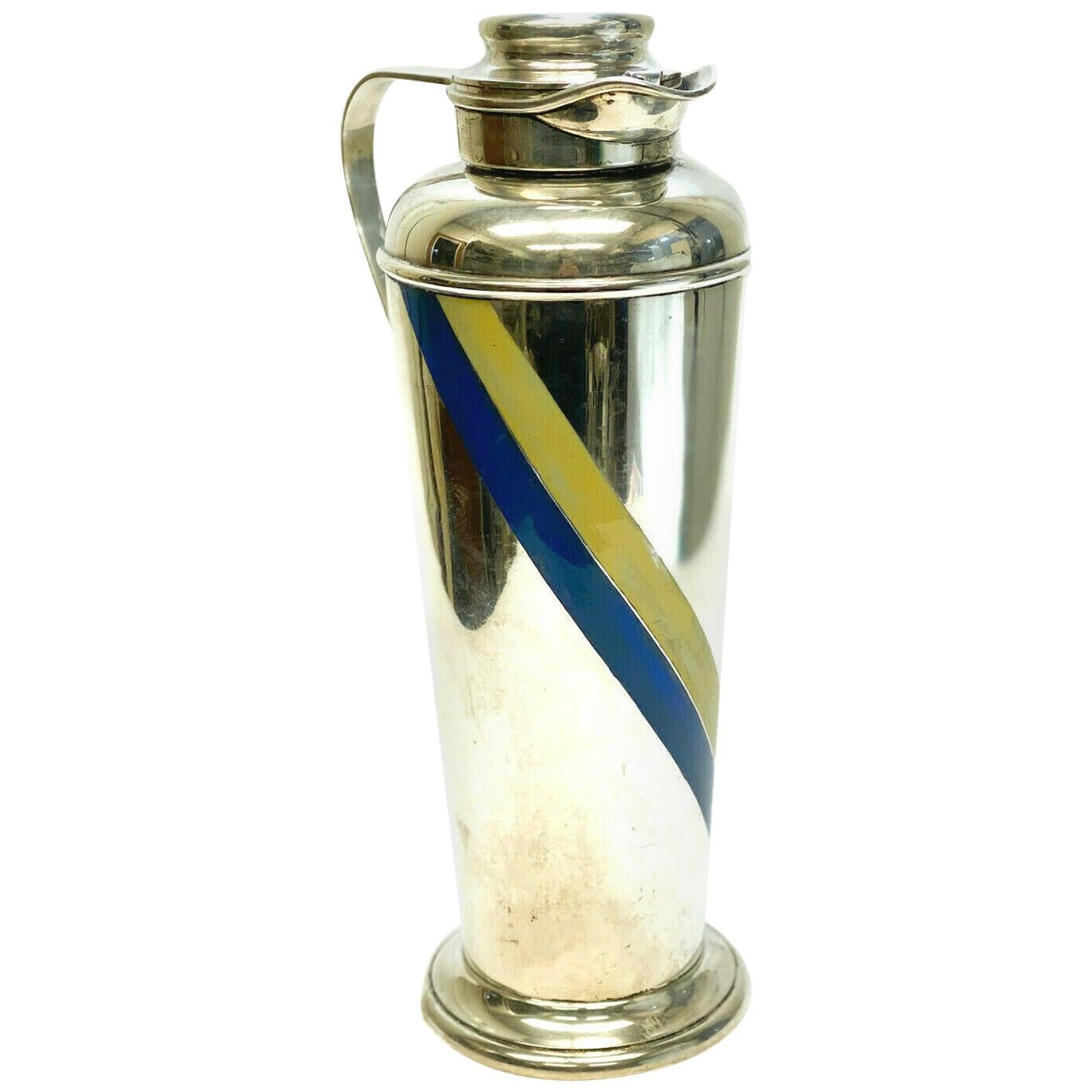 Gorham Sterling Silver and Striped Enamel Martini Shaker For Sale