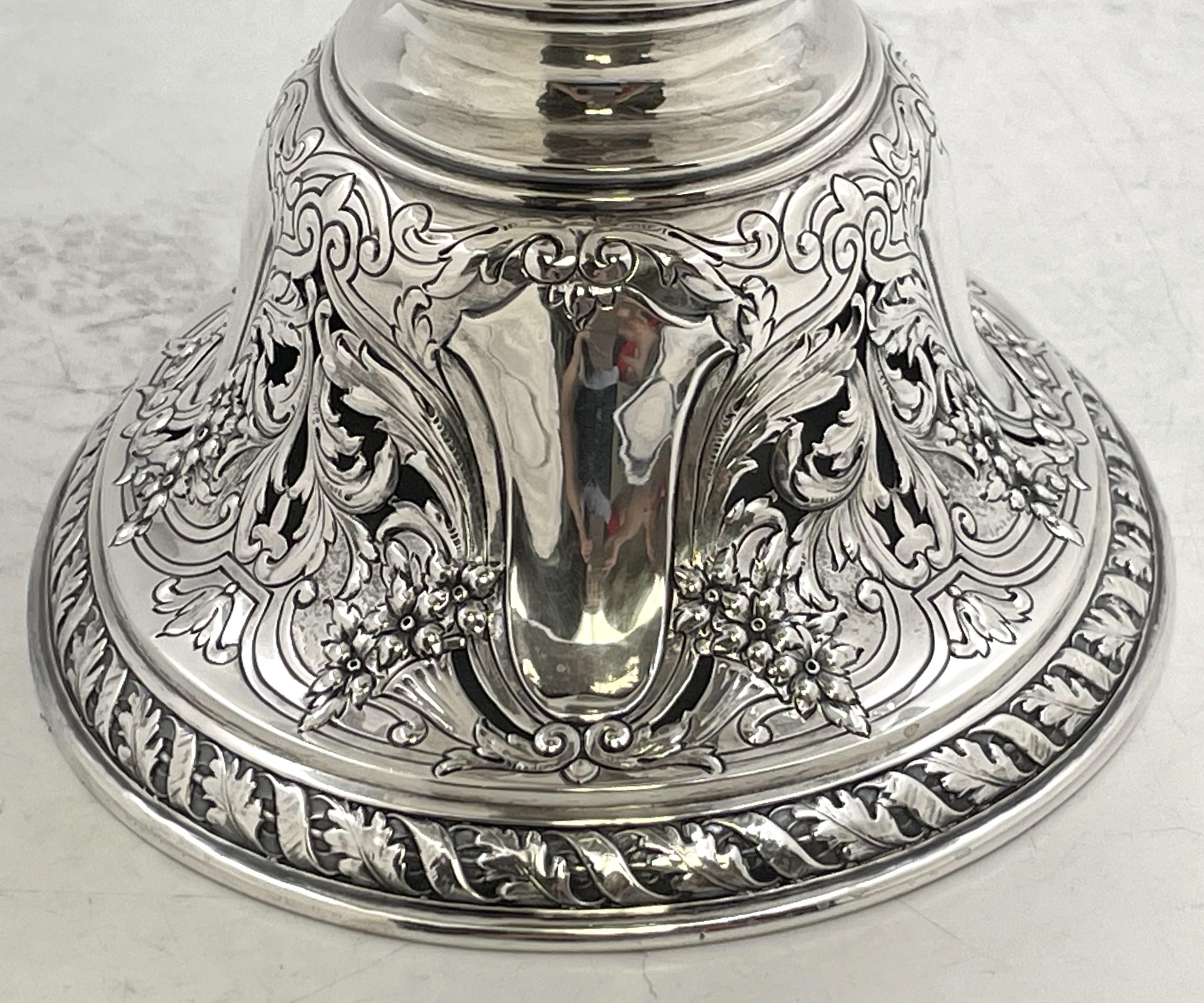 Gorham Sterling Silver Basket Vase in Art Nouveau Style From Early 20th Century For Sale 5