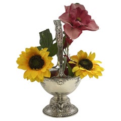 Antique Gorham Sterling Silver Basket Vase in Art Nouveau Style From Early 20th Century