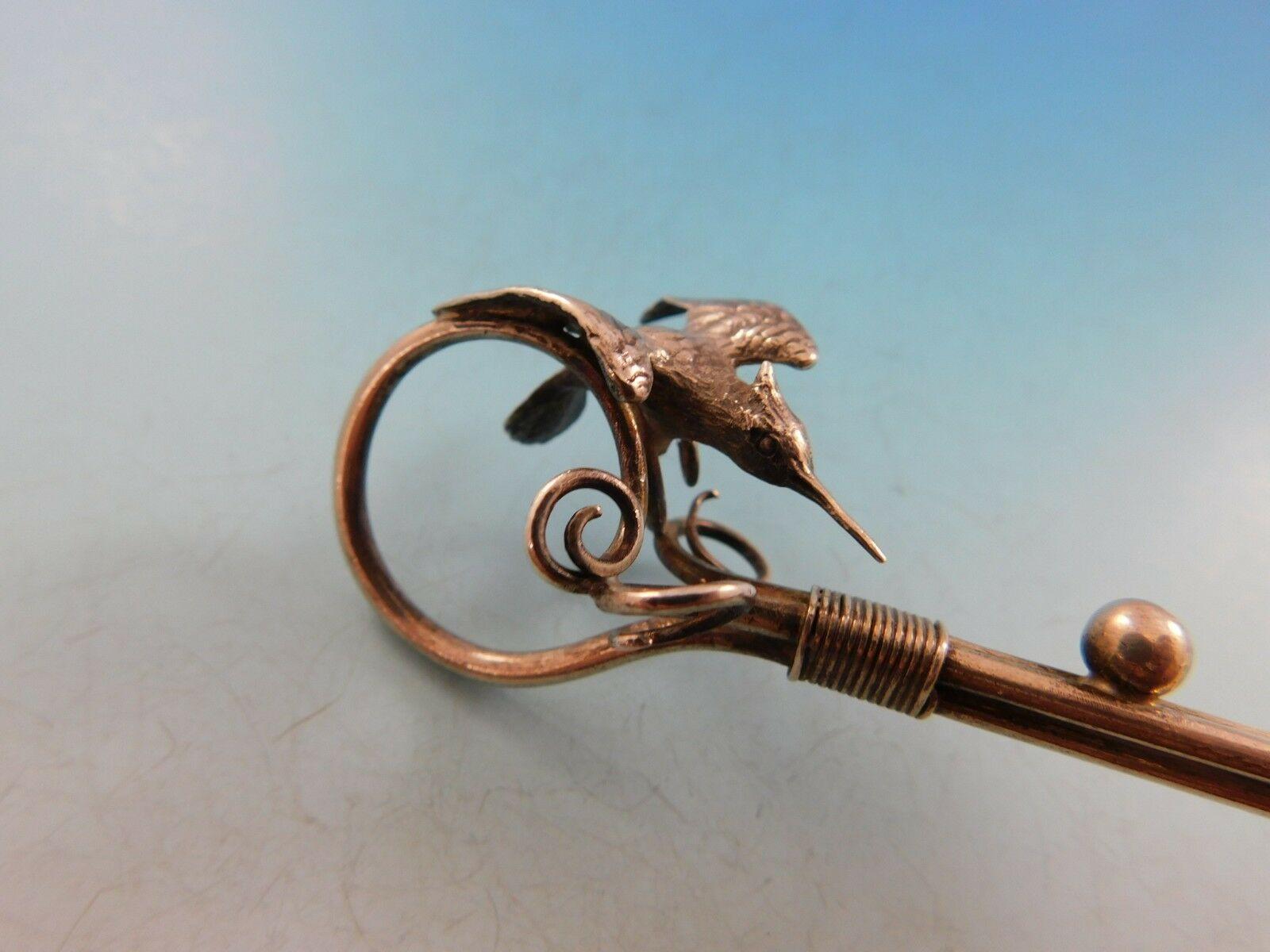 20ième siècle Cuillère à baies Gorham en argent sterling des années 1860 avec oiseau 3D et fil d'argent
