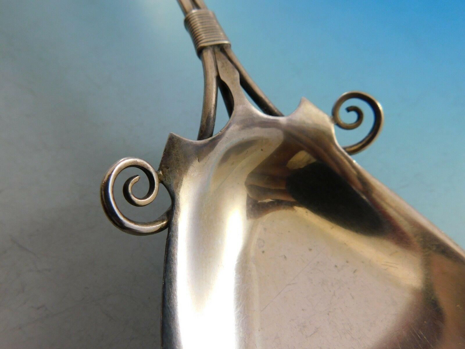 Cuillère à baies Gorham en argent sterling des années 1860 avec oiseau 3D et fil d'argent 3