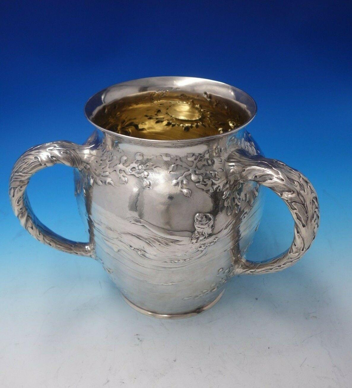 American Gorham Sterling Silver Champagne Cooler Sea Life 3 Handle Nude #7773 '#4716' For Sale