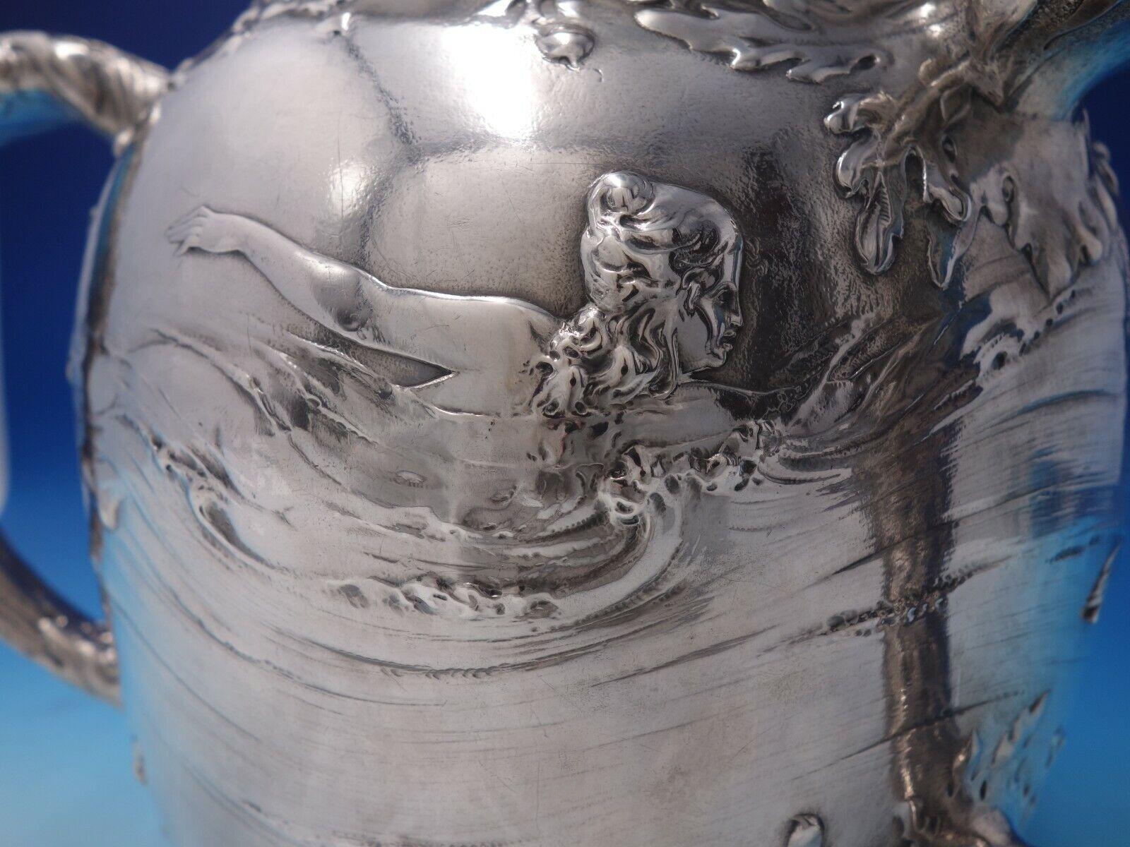 19th Century Gorham Sterling Silver Champagne Cooler Sea Life 3 Handle Nude #7773 '#4716' For Sale