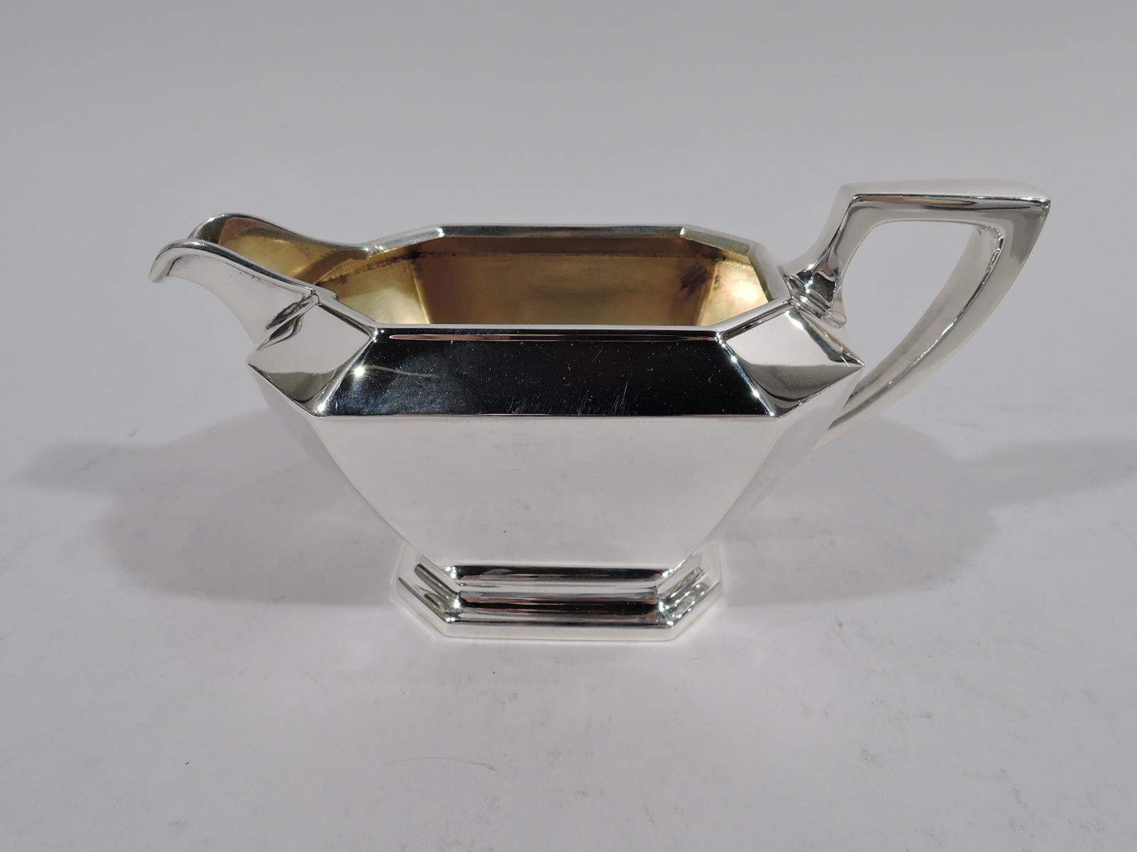 Gorham Sterling Silver Coffee and Tea Set in Art Deco Fairfax Pattern 1