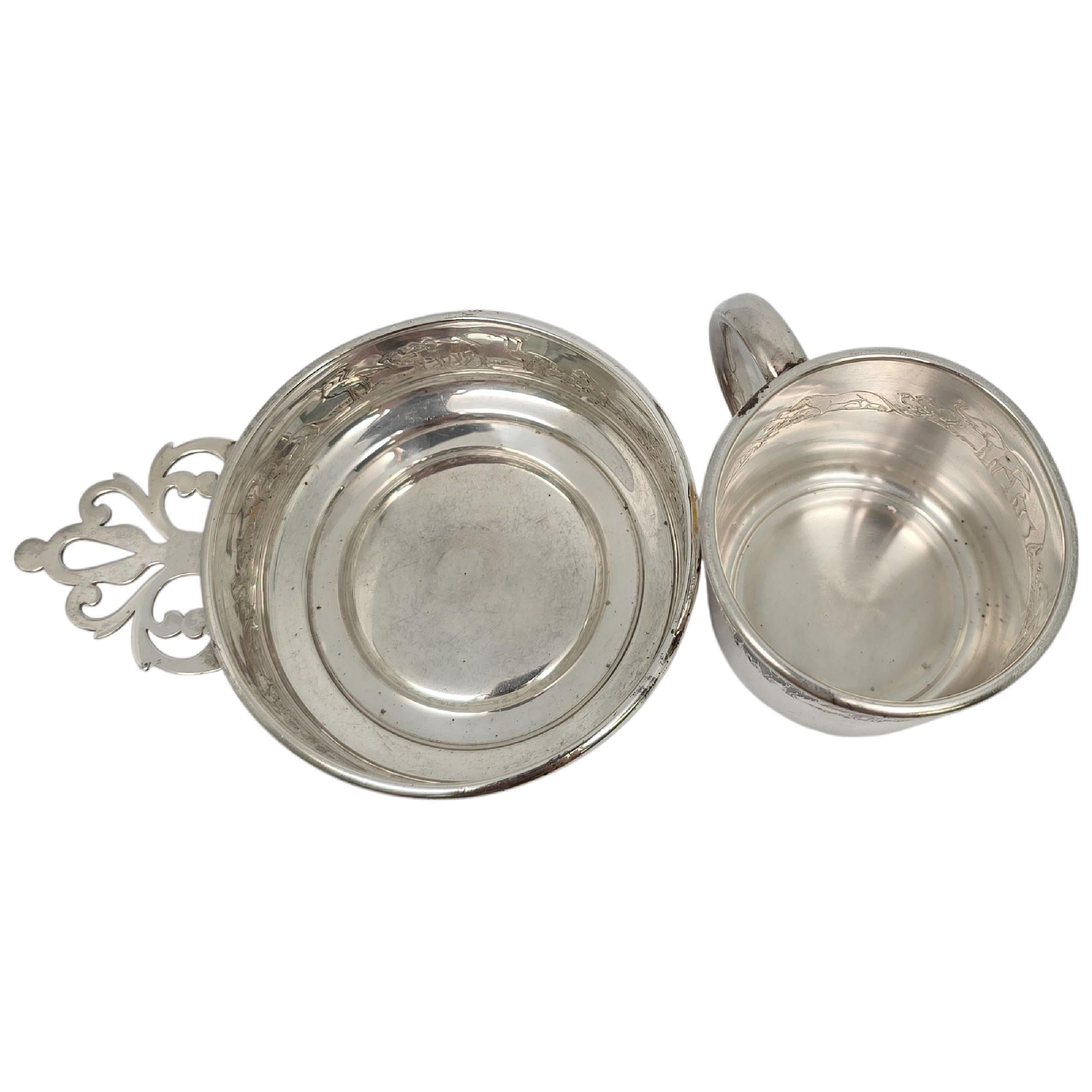 Gorham Sterling Silver Smalto colorato Arca di Noè Porringer Bowl & Cup Set 23336 in vendita 1