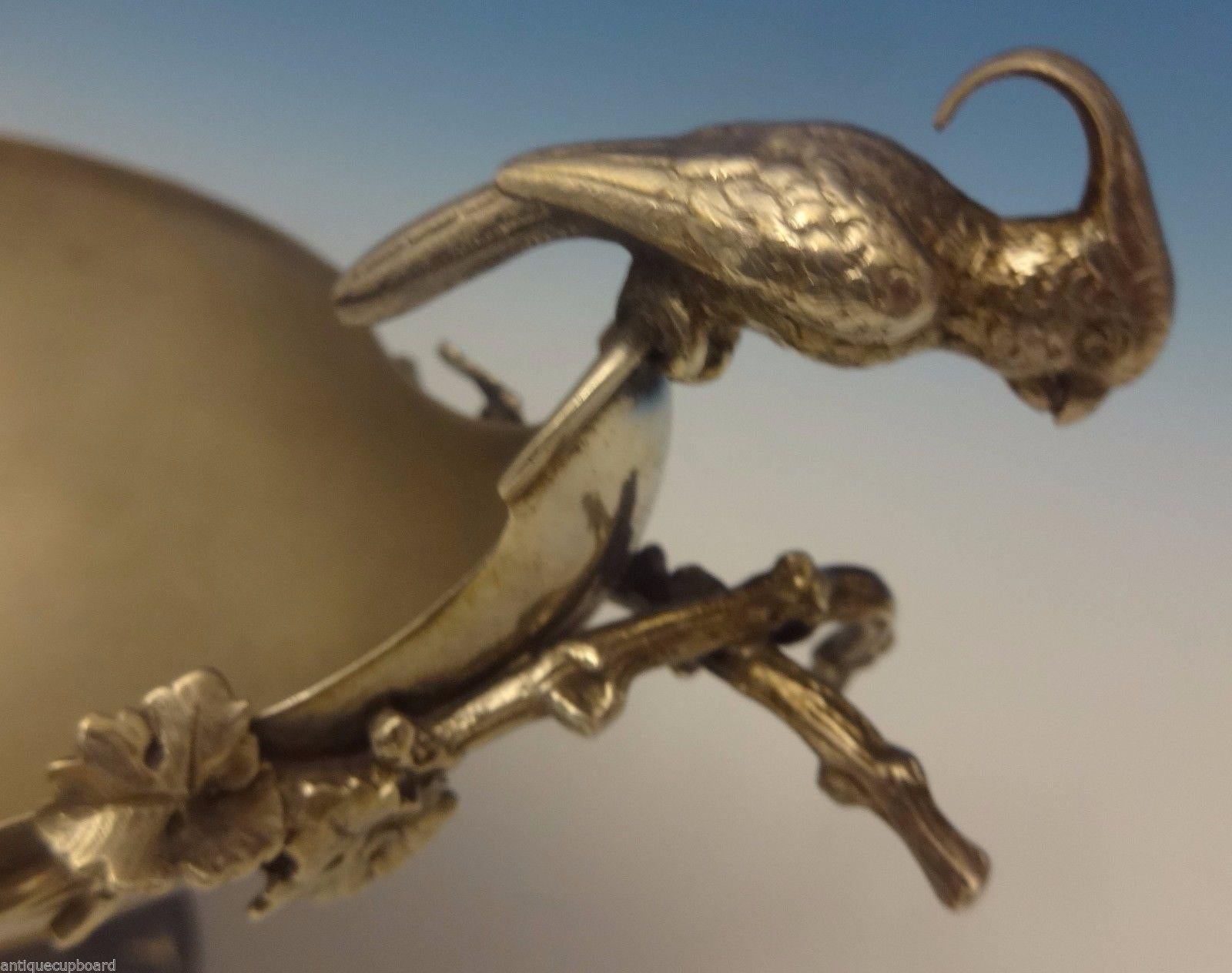 20th Century Gorham Sterling Silver Compote with 3-D Cockatoo Birds and Applied Leaves