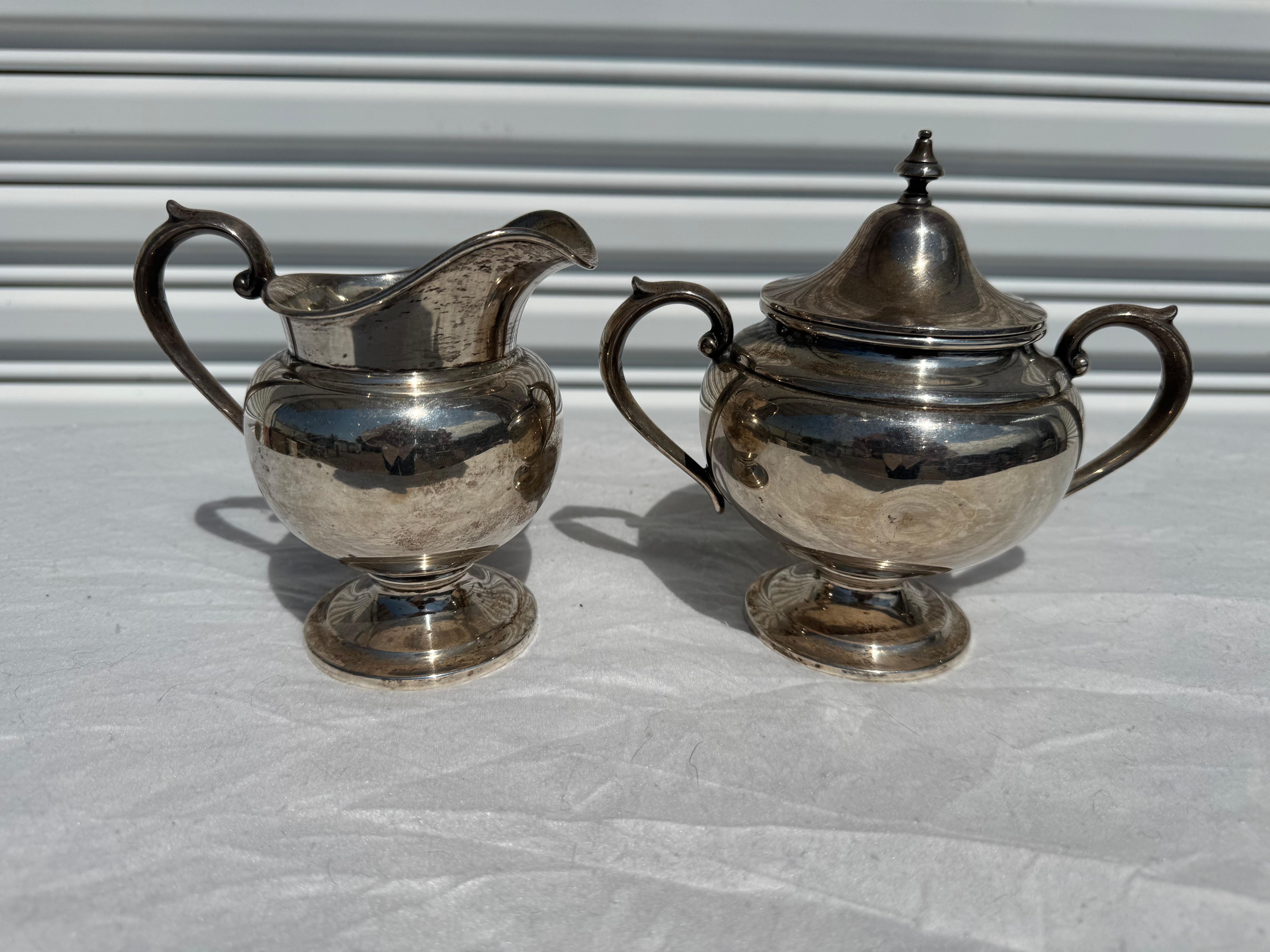 Gorham Sterling Silver Creamer and Sugar Bowl im Angebot 2