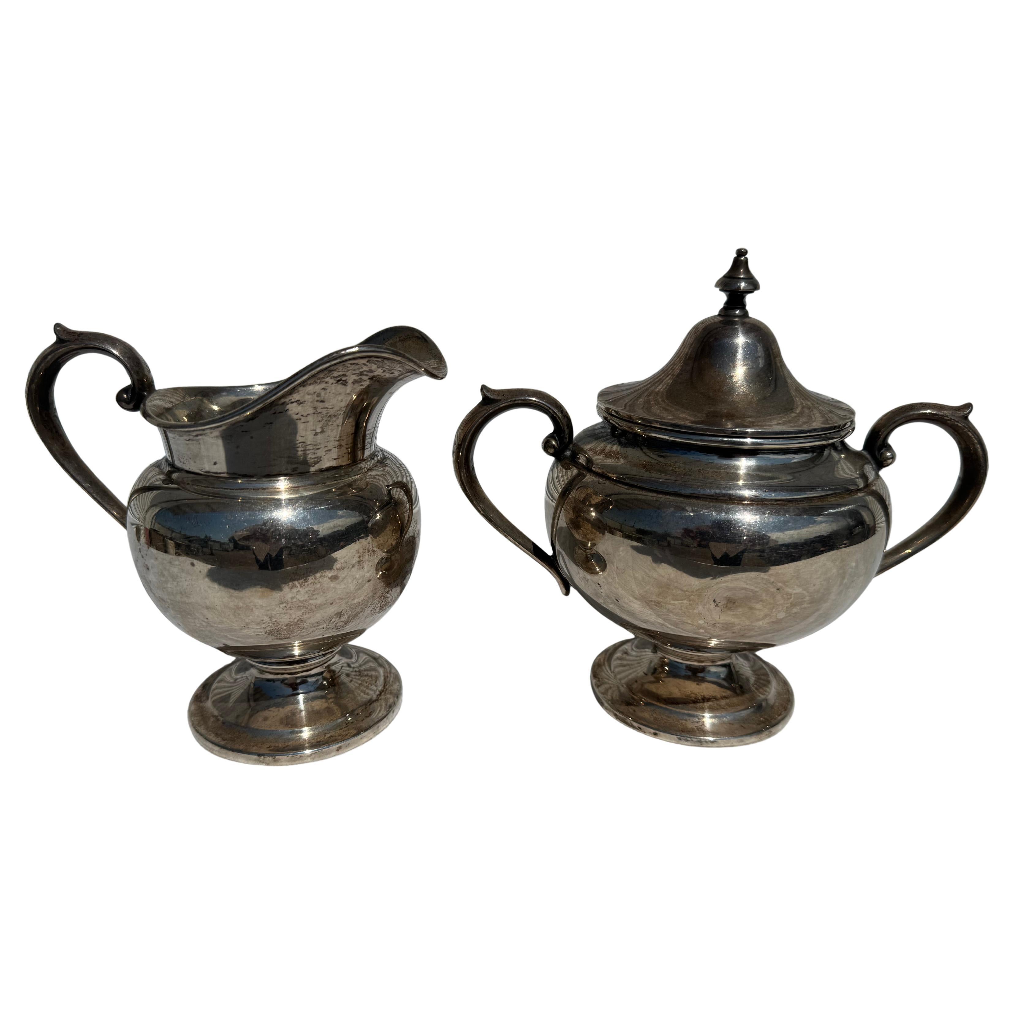 Gorham Sterling Silver Creamer and Sugar Bowl