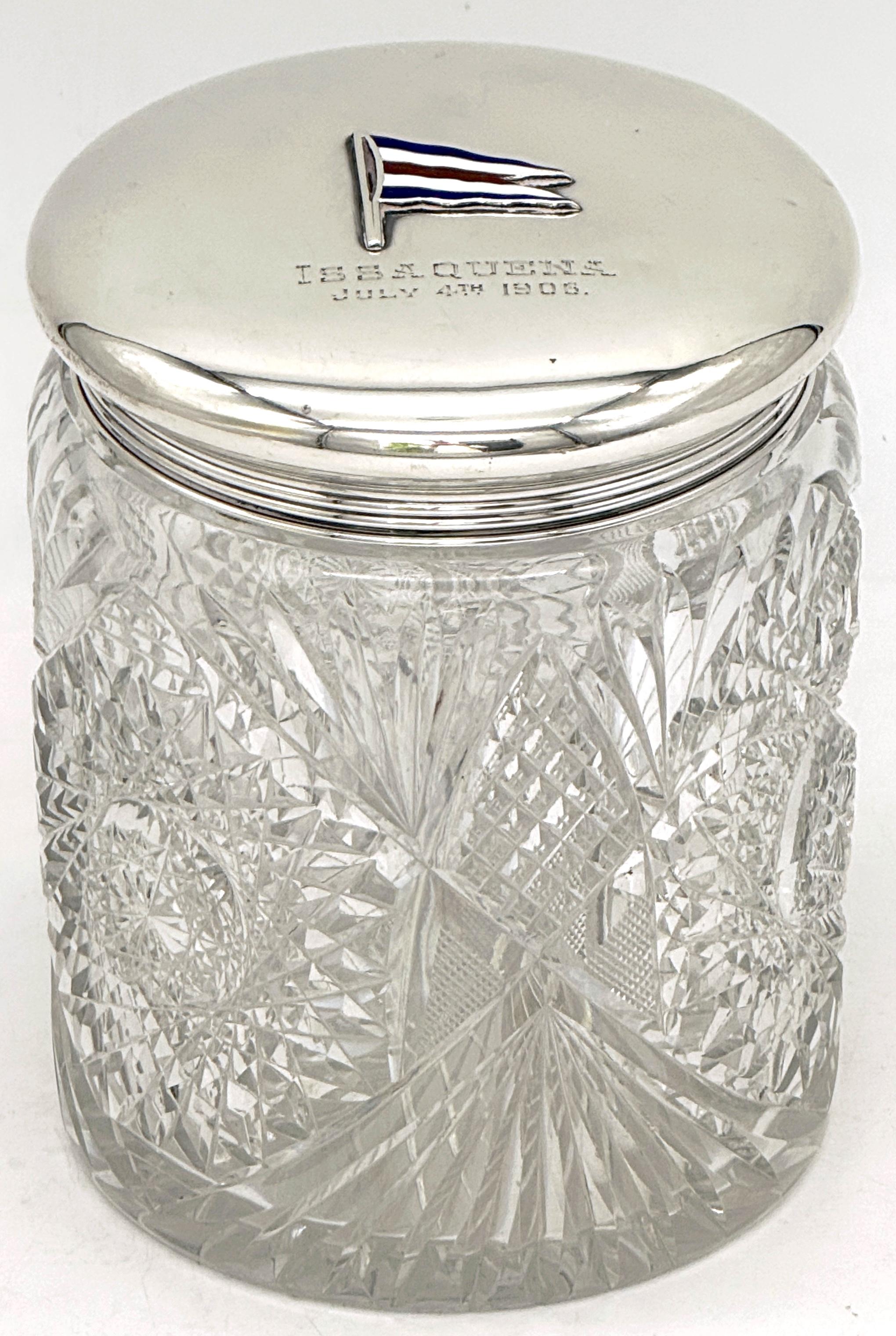 Gorham Sterling Silver & Cut Glass Yacht Humidor, 4. Juli 1906 - 