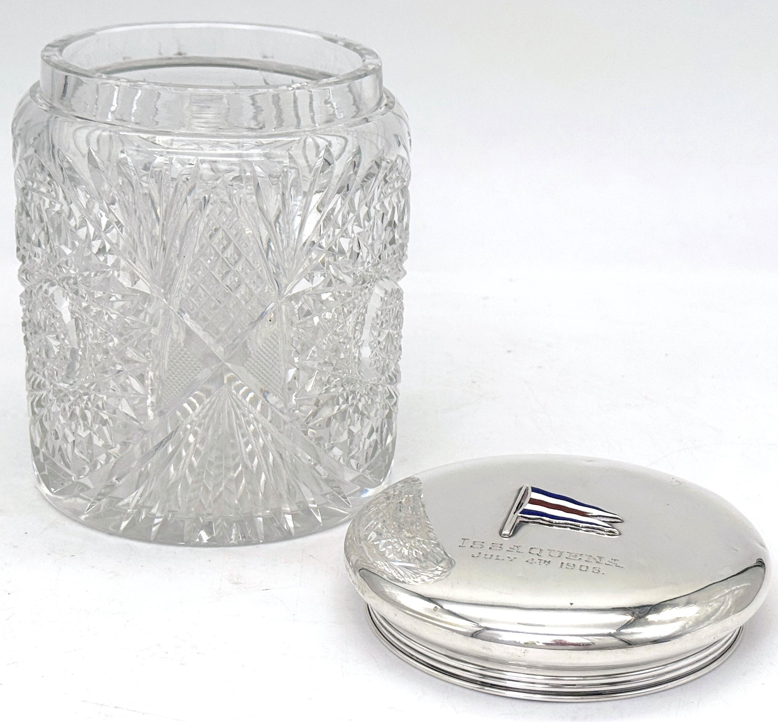 Gorham Sterling Silver & Cut Glass Yacht Humidor, 4. Juli 1906 - 