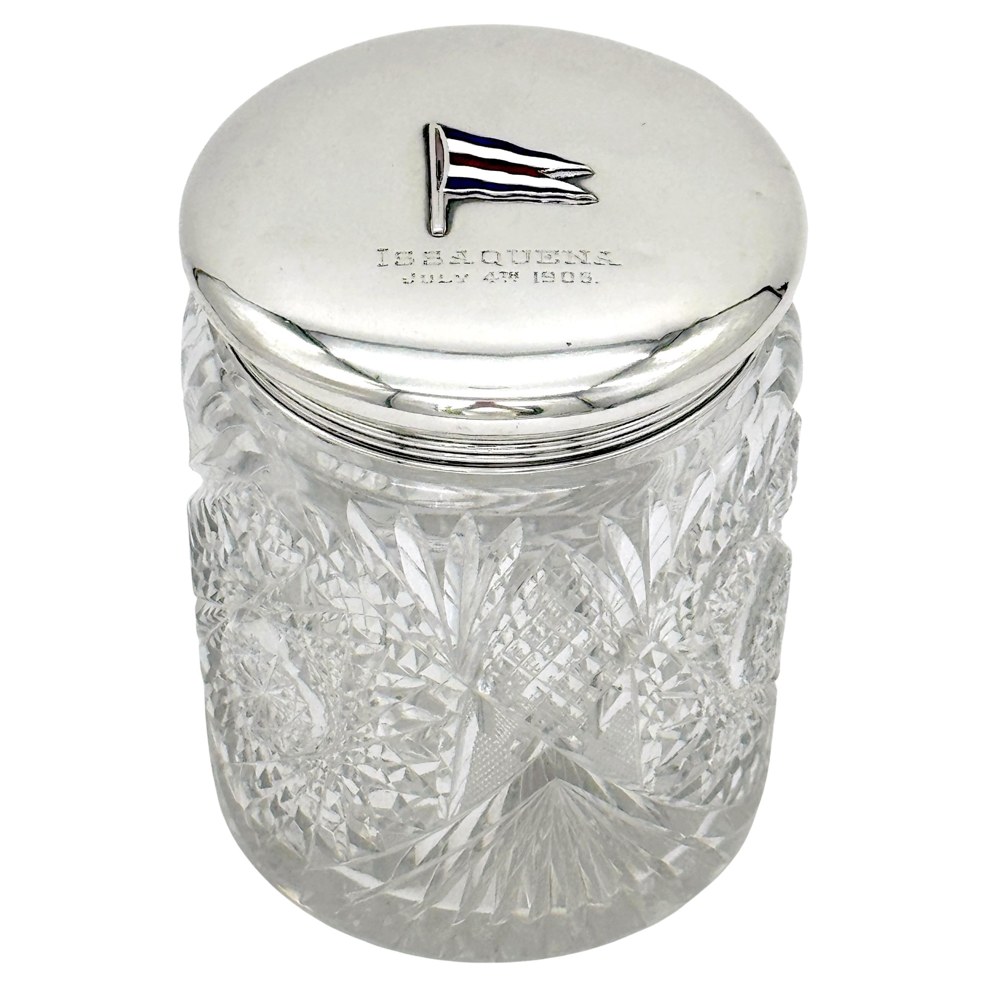 Gorham Sterling Silver & Cut Glass Yacht Humidor, 4. Juli 1906 - "Issaquena" im Angebot