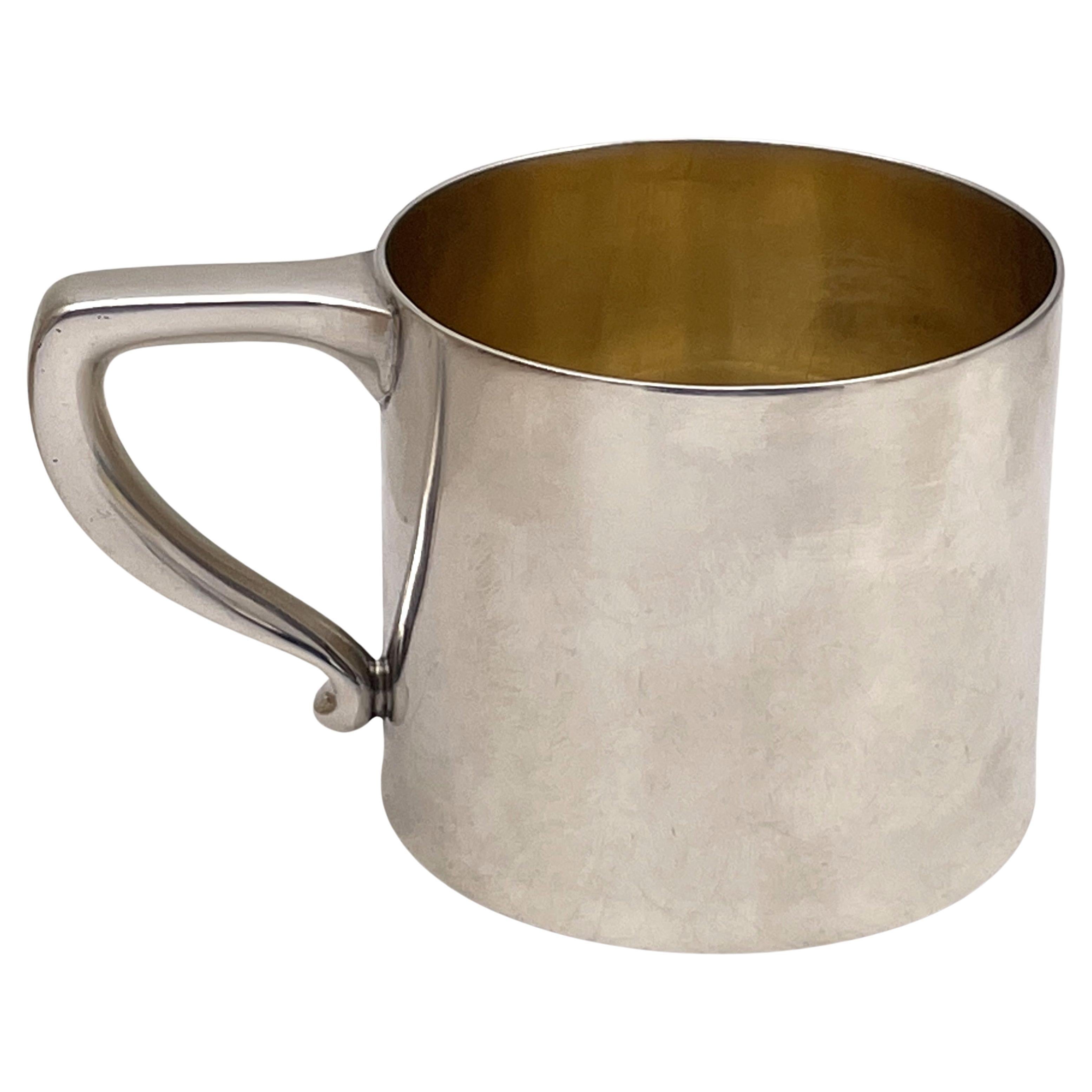 Tasse de baptême pour enfant Gorham en argent sterling du début du 20e siècle de style Art déco