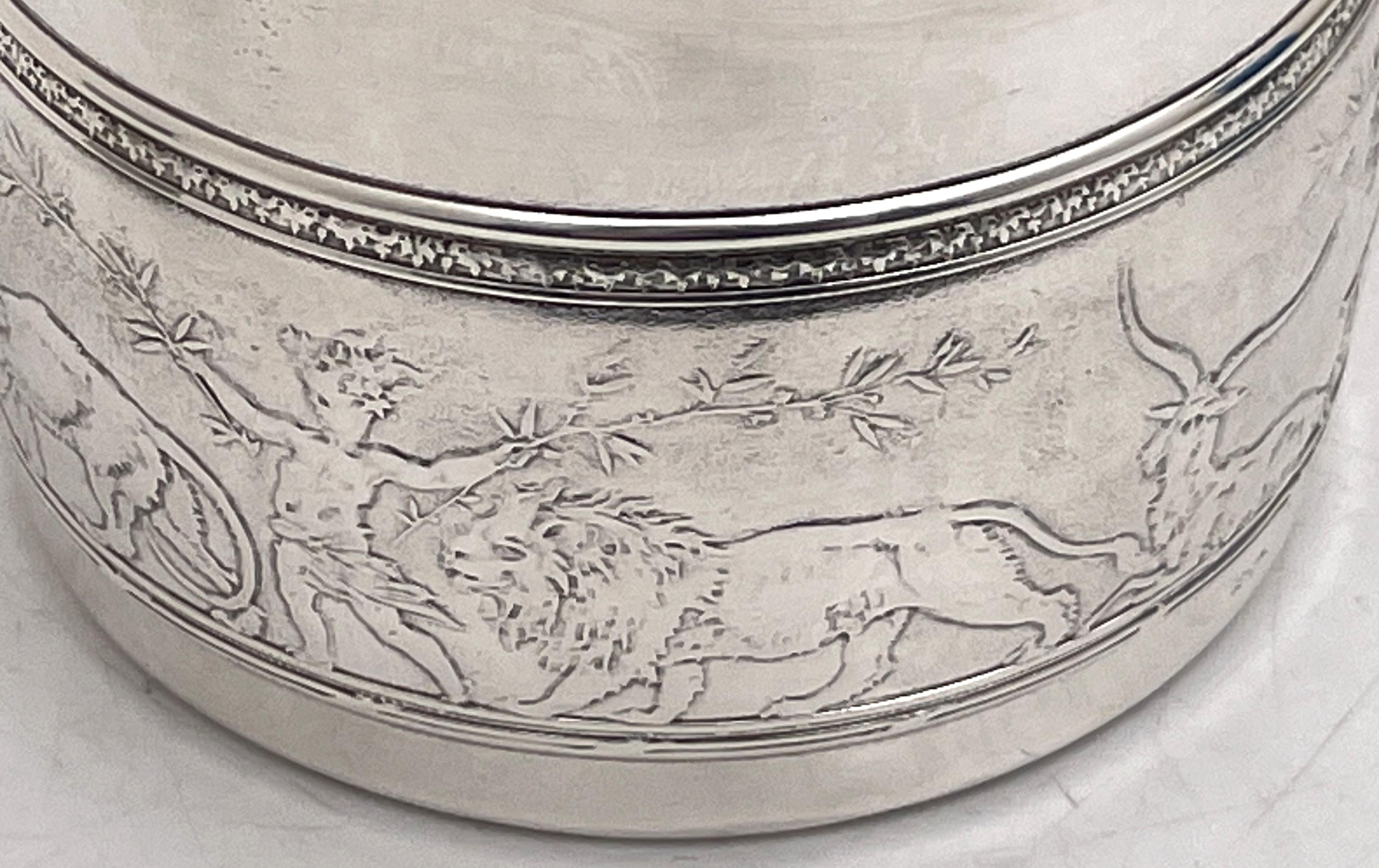 Gorham Sterling Silver Early 20th Century Etched Child's Christening Mug In Good Condition For Sale In New York, NY