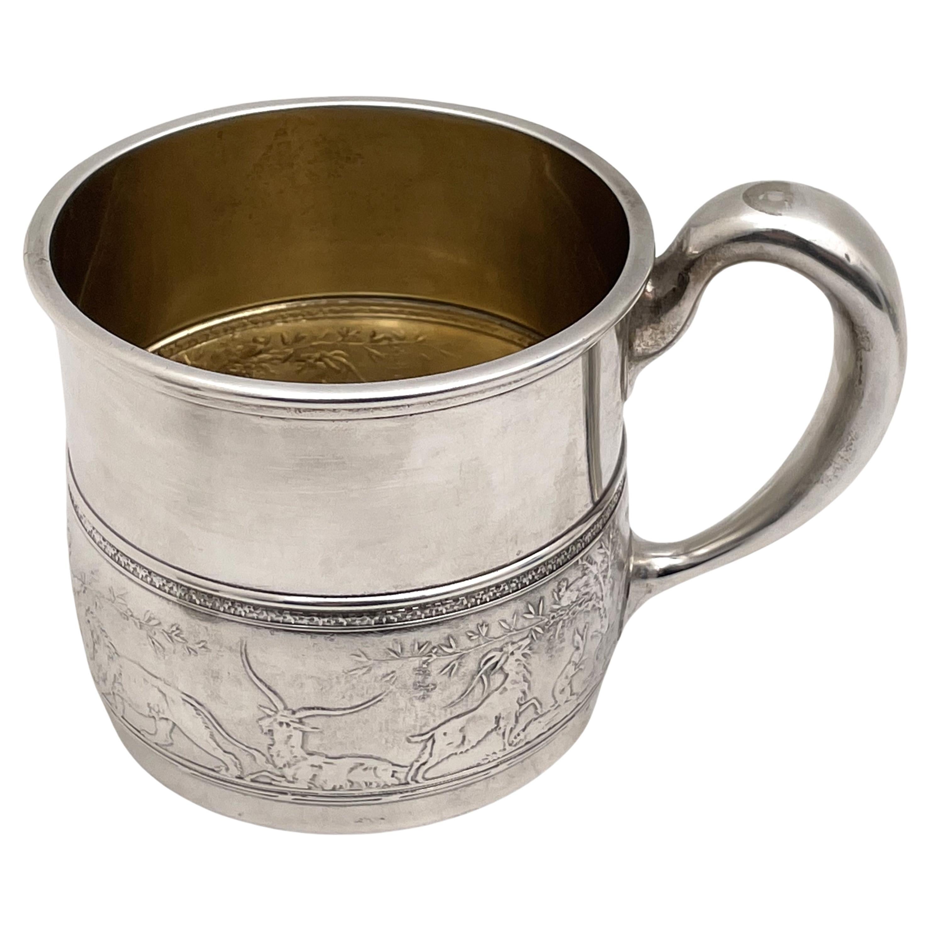 Gorham Sterling Silver Early 20th Century Etched Child's Christening Mug