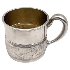 Gorham Sterling Silver Early 20th Century Etched Child's Christening Mug