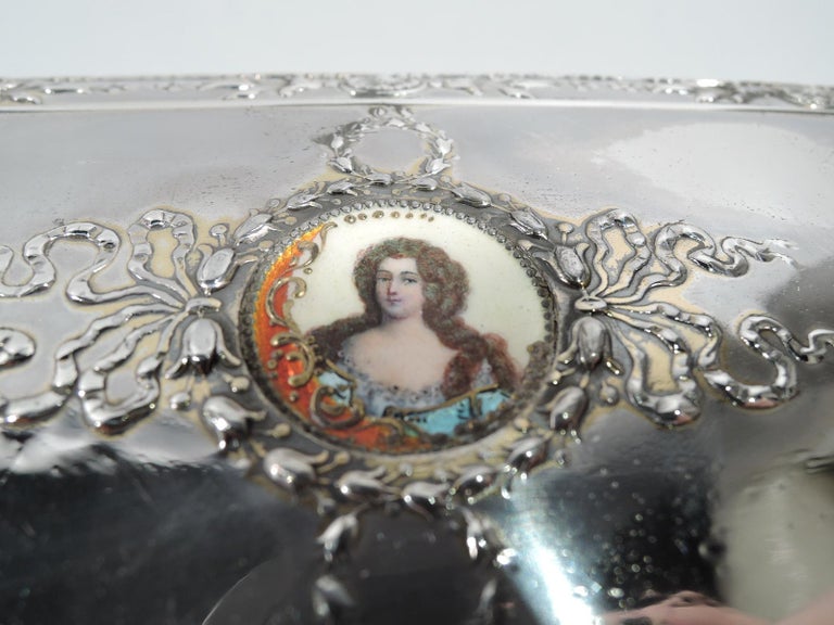 Gorham Sterling Silver and Enamel Jewelry Box with Baroque Beauty For