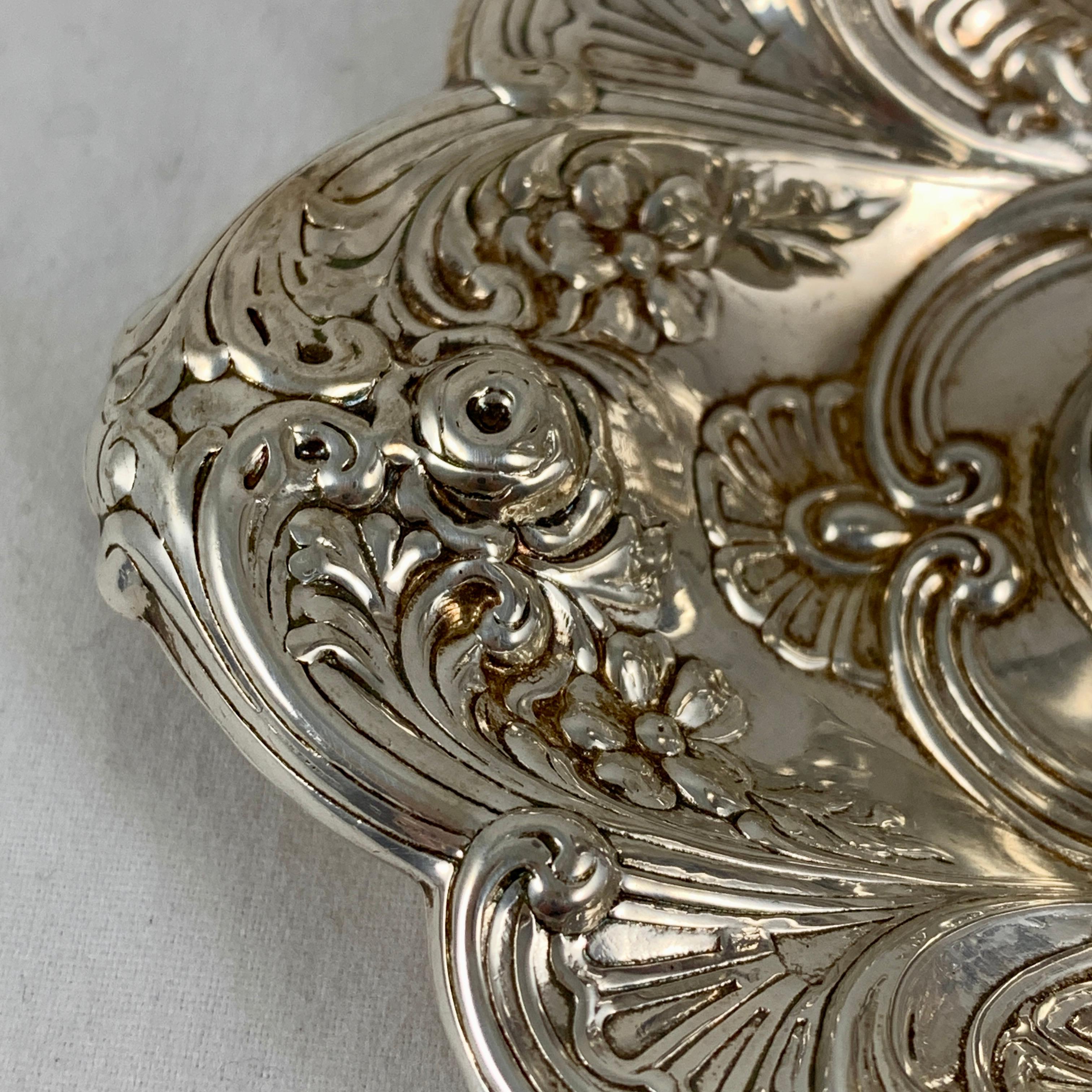 Gorham Sterling Silver Floral Repoussé Chambersticks, circa 1920-1930, a Pair For Sale 3