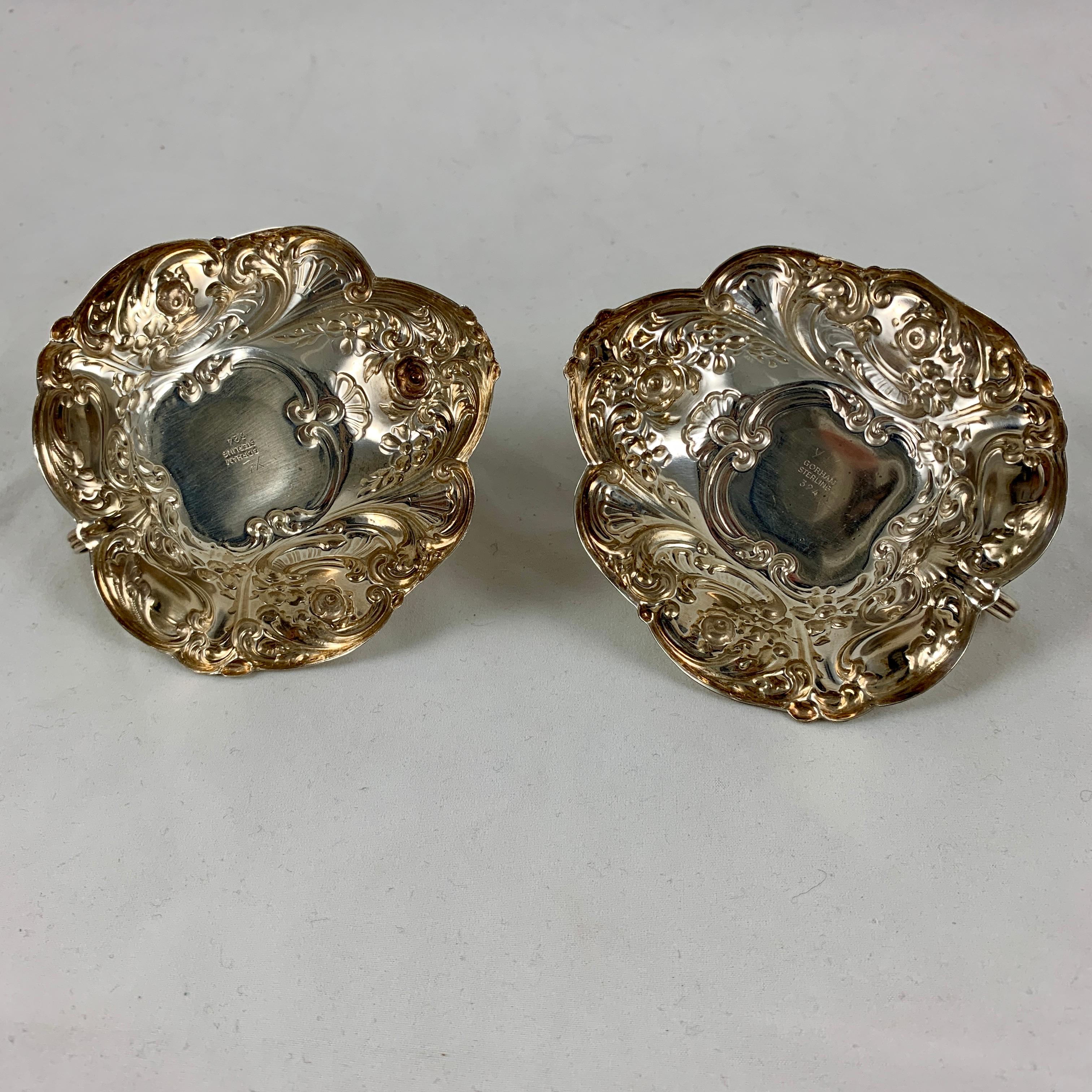 Gorham Sterling Silver Floral Repoussé Chambersticks, circa 1920-1930, a Pair For Sale 6