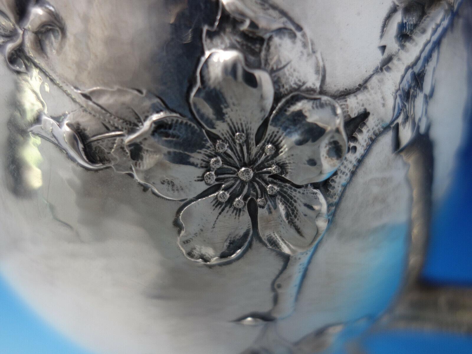 19th Century Gorham Sterling Silver Large Vase Hand Hammered w/ Vine Handles & Roses '#6232' For Sale