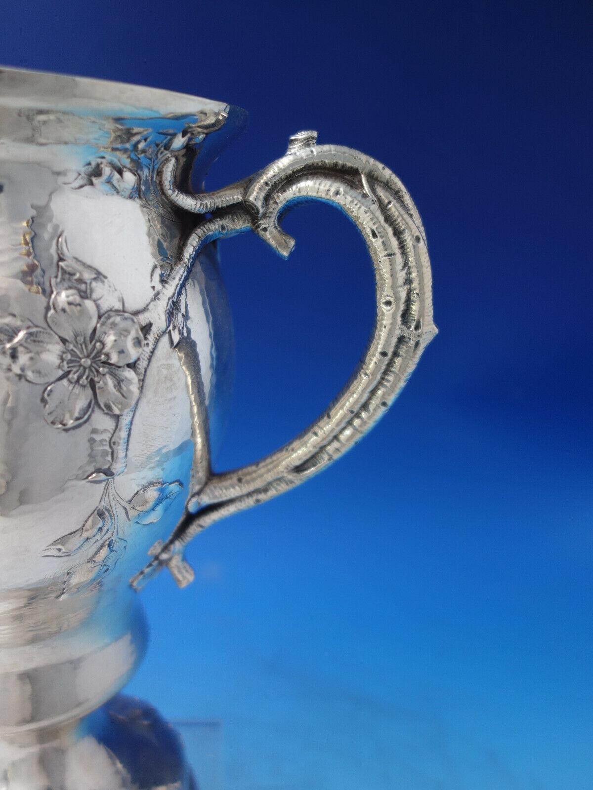 Gorham Sterling Silver Large Vase Hand Hammered w/ Vine Handles & Roses '#6232' For Sale 1