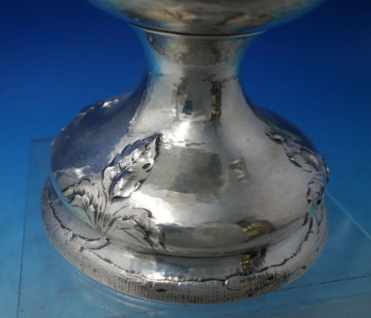 Gorham Sterling Silver Large Vase Hand Hammered w/ Vine Handles & Roses '#6232' For Sale 4