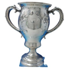 Antique Gorham Sterling Silver Large Vase Hand Hammered w/ Vine Handles & Roses '#6232'