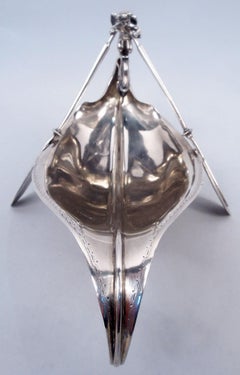 Cuenco de barco Gorham de plata de ley con querubín remero, 1870