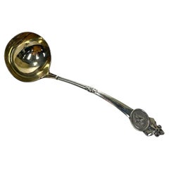 Antique Gorham Sterling Silver Medallion Large Soup or Punch Ladle, Late 19th Century 