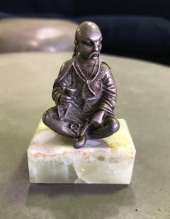 Gorham Sterling Silver Miniature Sculpture of Chinese Man, circa Late 1800s