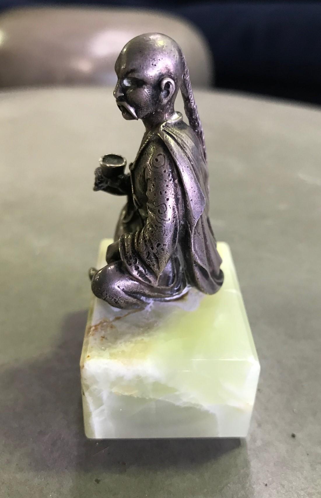 Gorham Sterling Silver Miniature Sculpture of Chinese Man, circa Late 1800s In Good Condition In Studio City, CA
