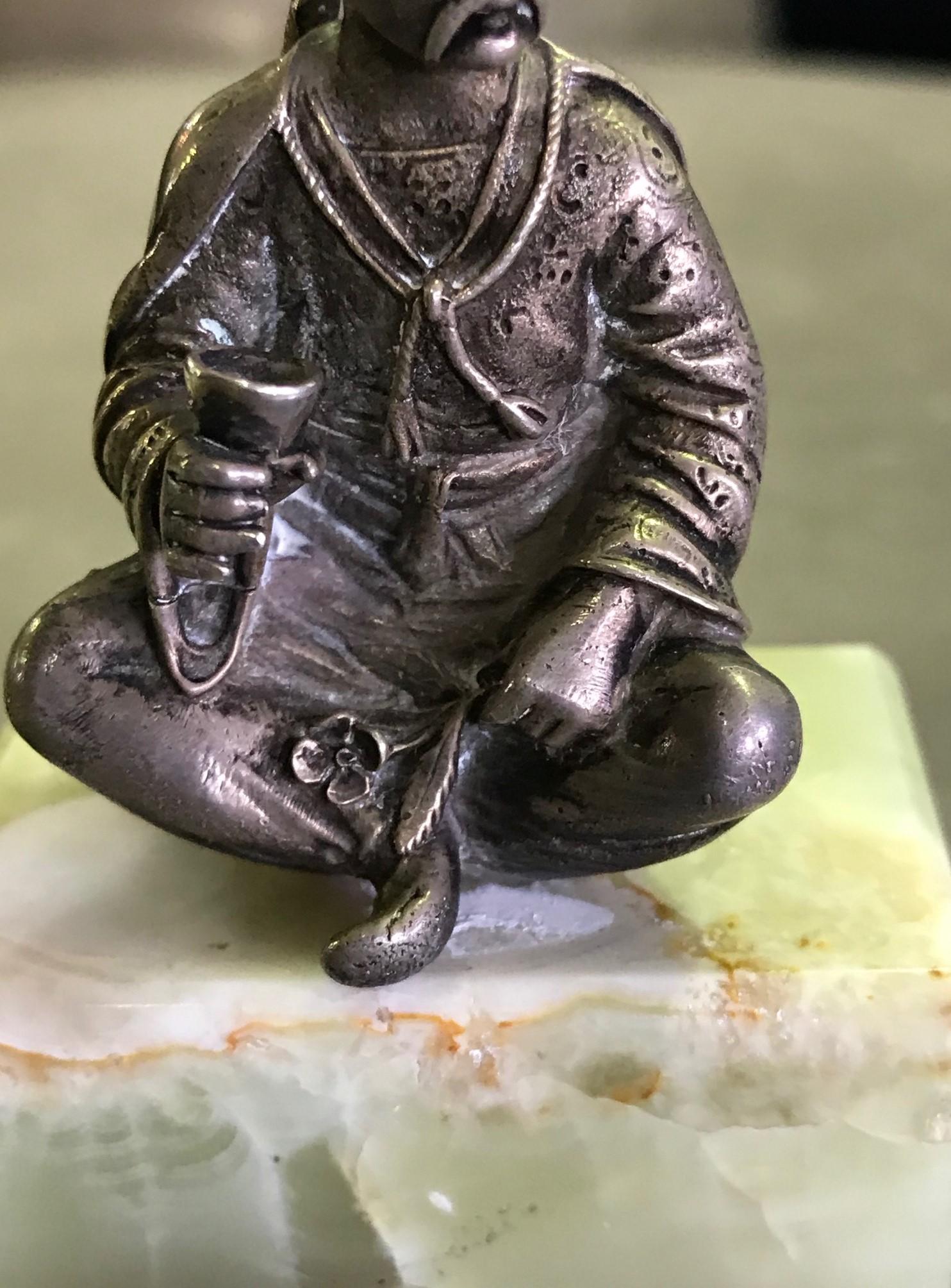 Gorham Sterling Silver Miniature Sculpture of Chinese Man, circa Late 1800s 3