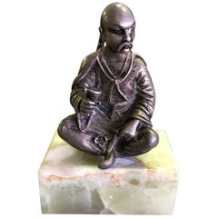 Gorham Sterling Silver Miniature Sculpture of Chinese Man, circa Late 1800s