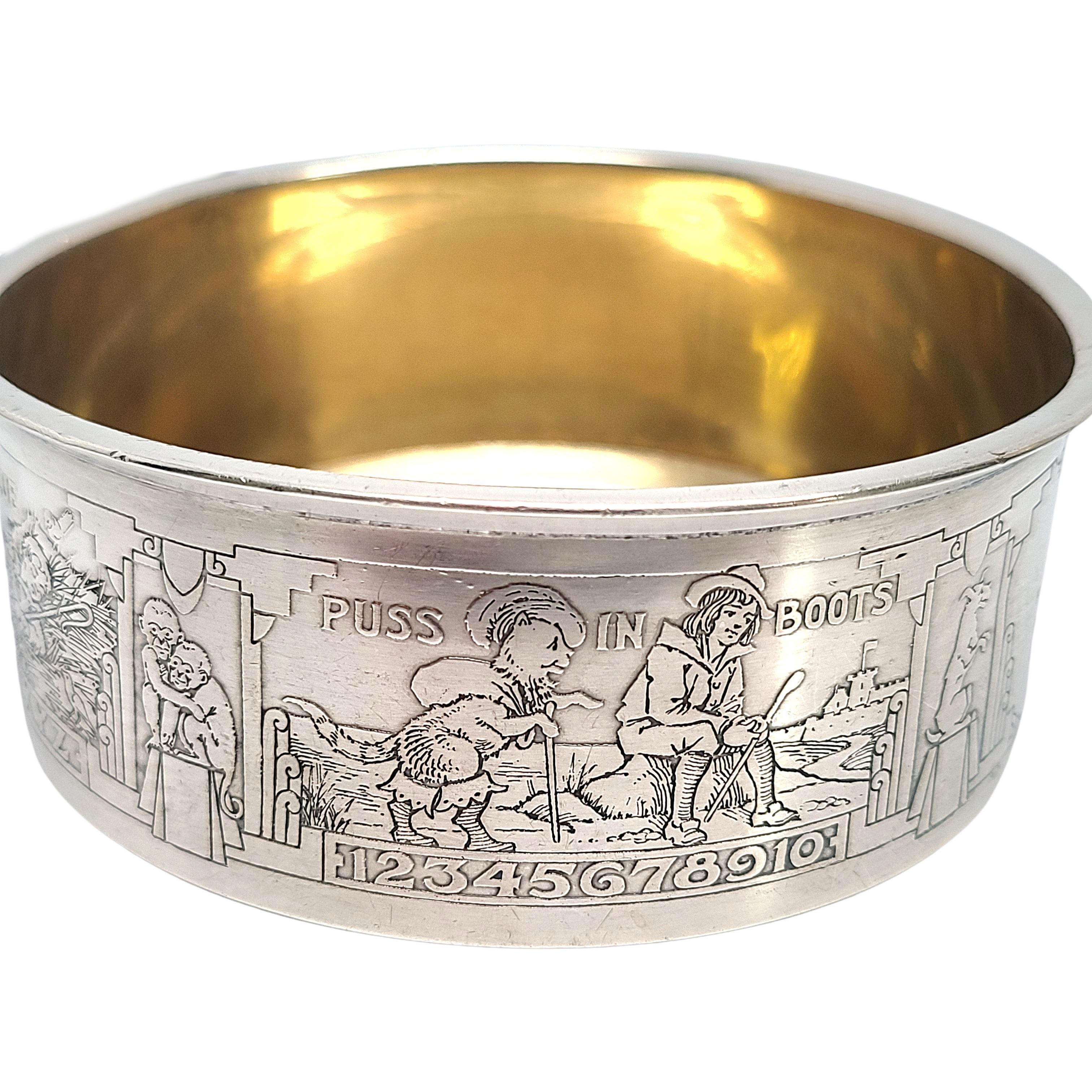 Gorham Sterling Silver Nursery Rhyme Child's Bowl Porringer with Engraving In Good Condition In Washington Depot, CT